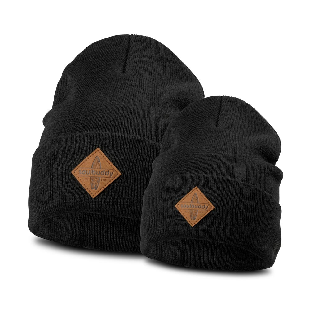 Beanie-Mütze Herren 2er Set schwarz