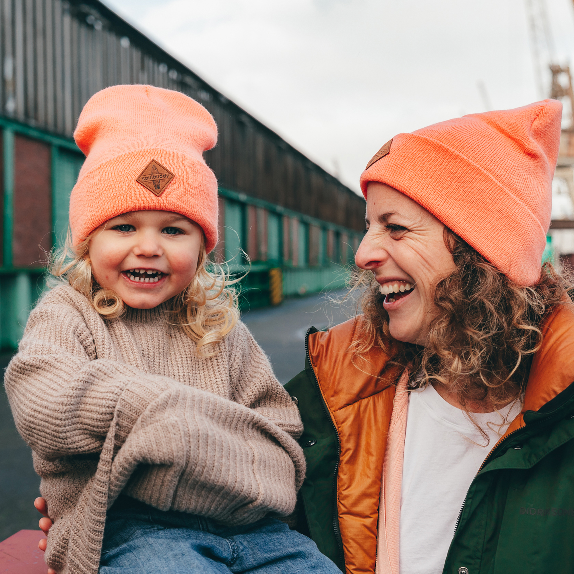 Mutter Tochter Outfit Beanies rosa