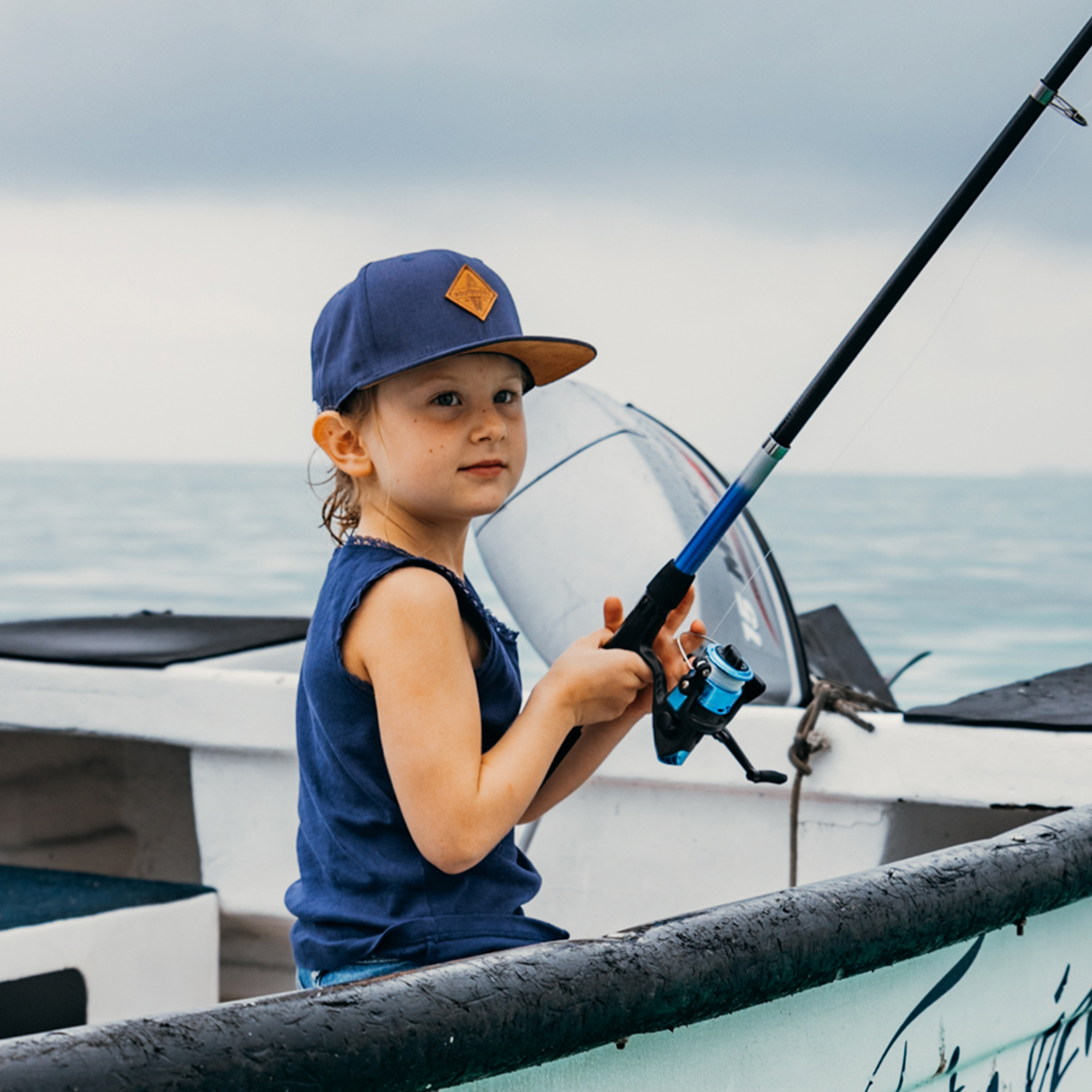 Kinder am angeln Kinder Cap Basecap dunkelblau 