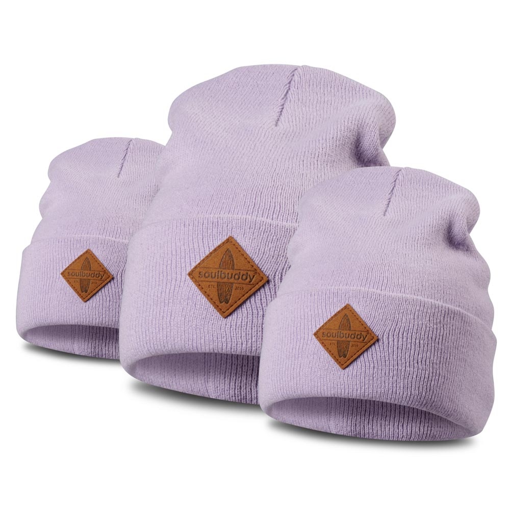 Beanie Mütze Damen 3er Set lavendel