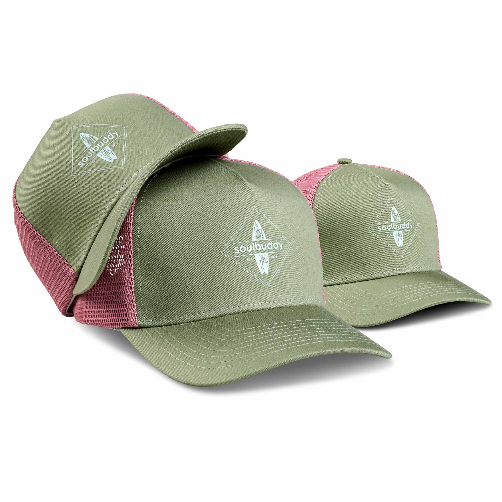 Trucker Cap Green Rose 3er-Set Front