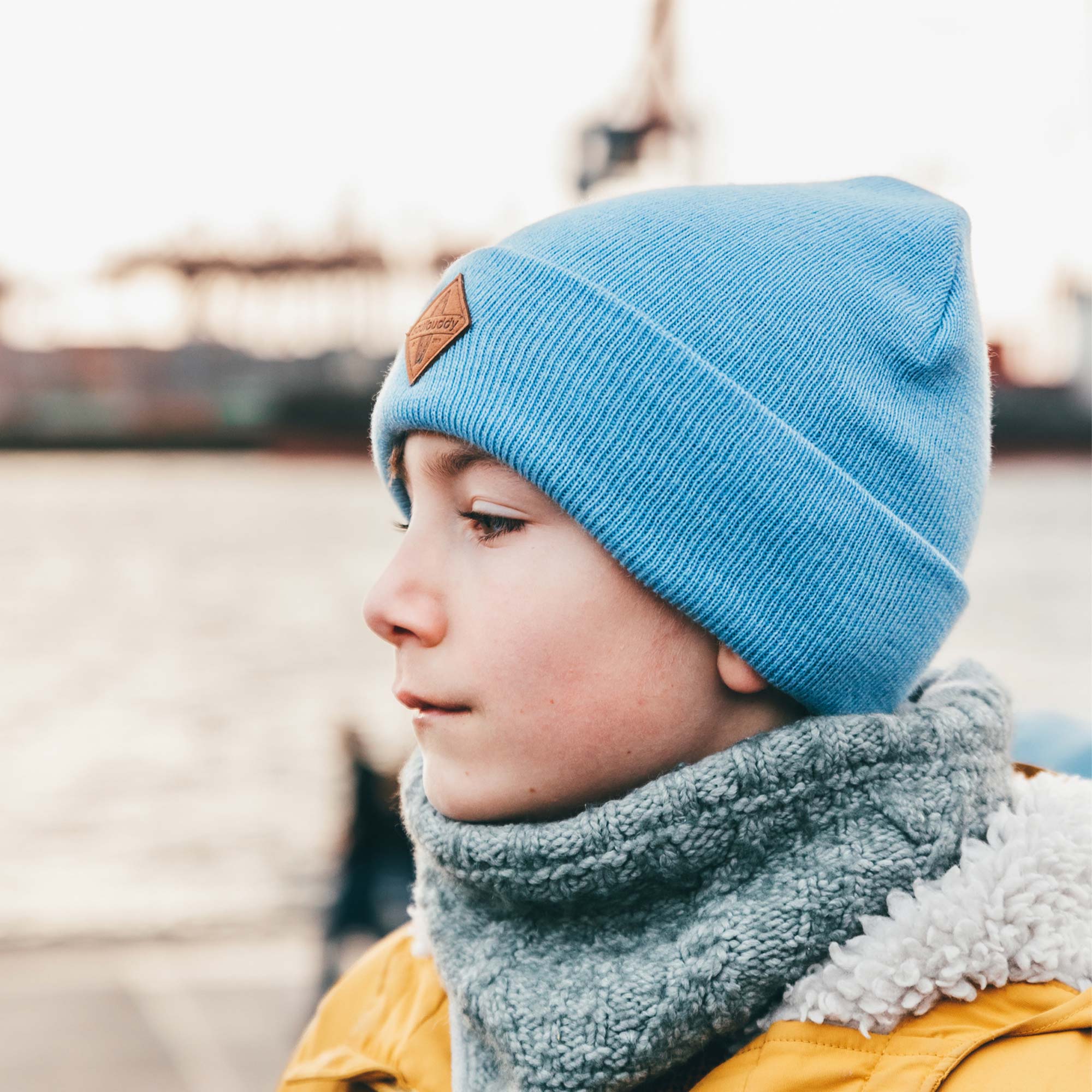 Kinder Mütze hellblau melange