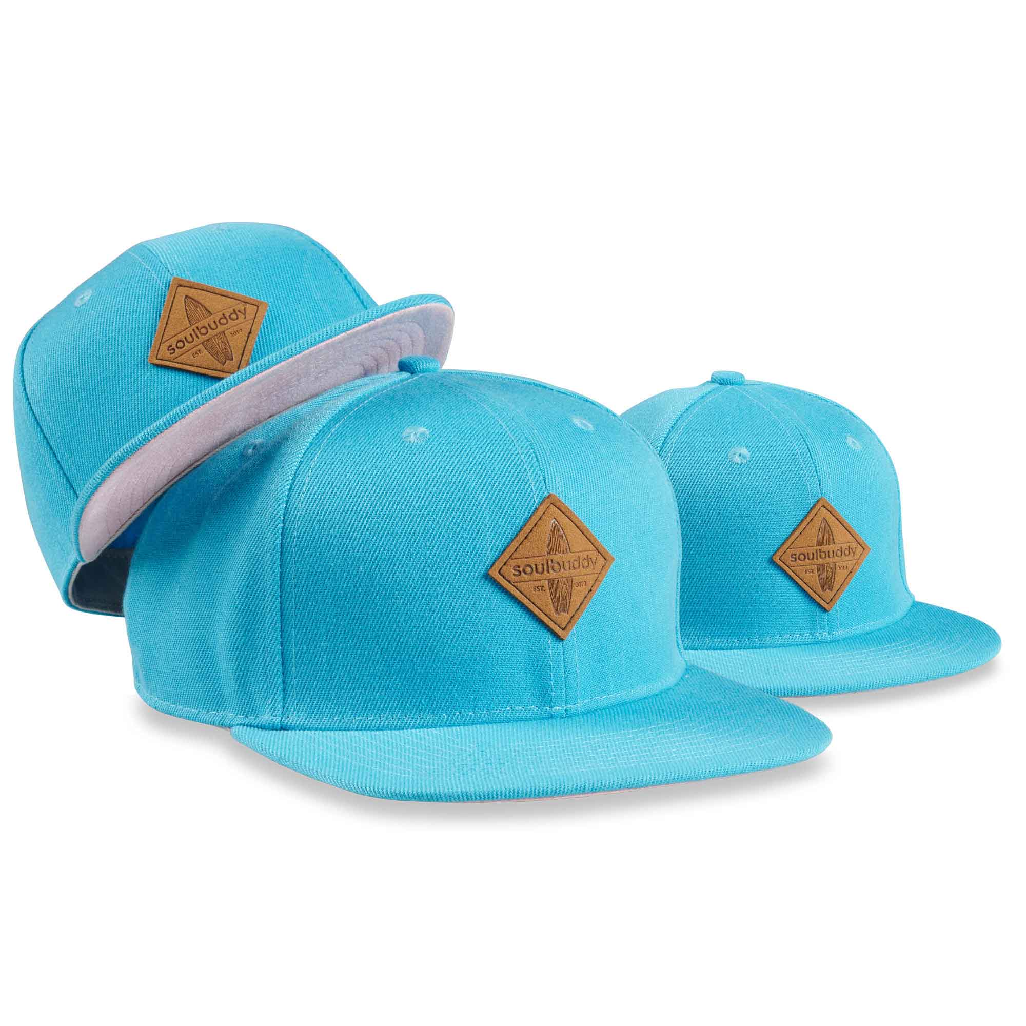 Soulbuddy 3er-Set Snapback Cap Skyblue Pink Front