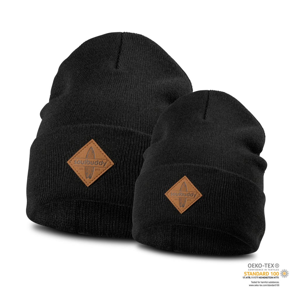 Beanie-Mütze Herren 2er Set schwarz