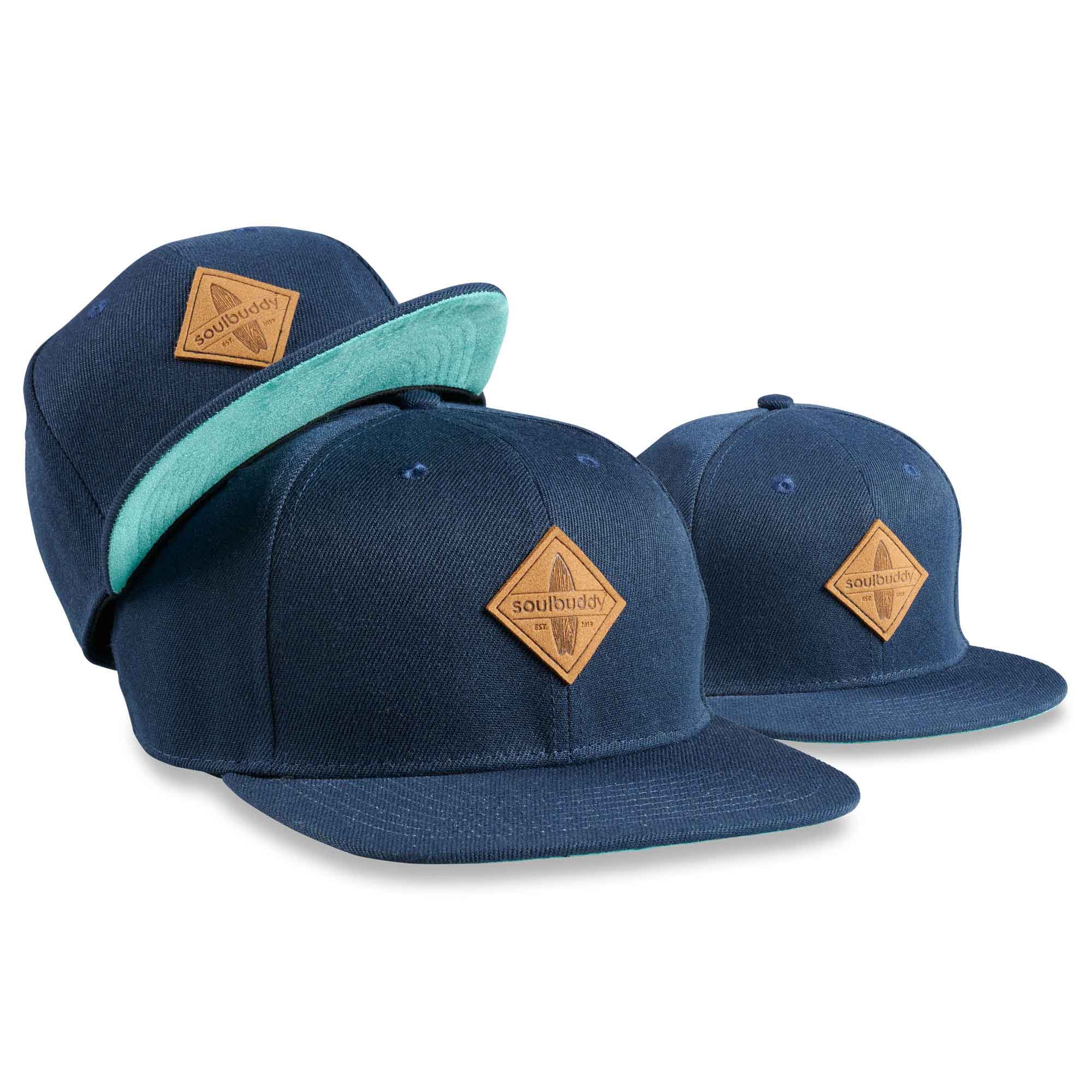 Soulbuddy 3er-Set Snapback Cap Blau Türkis