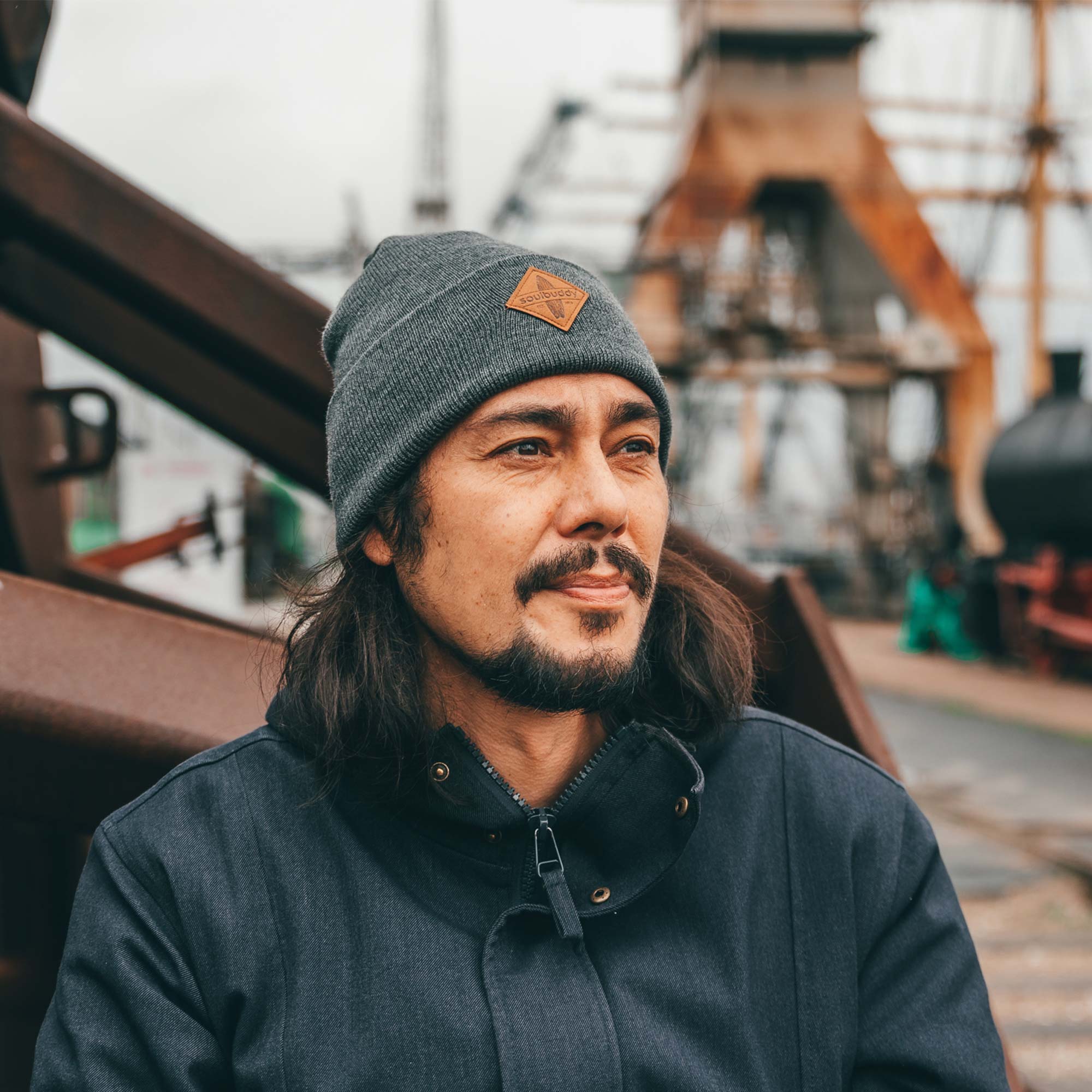 Herren Beanie-Mütze anthrazit Mood am Hafen