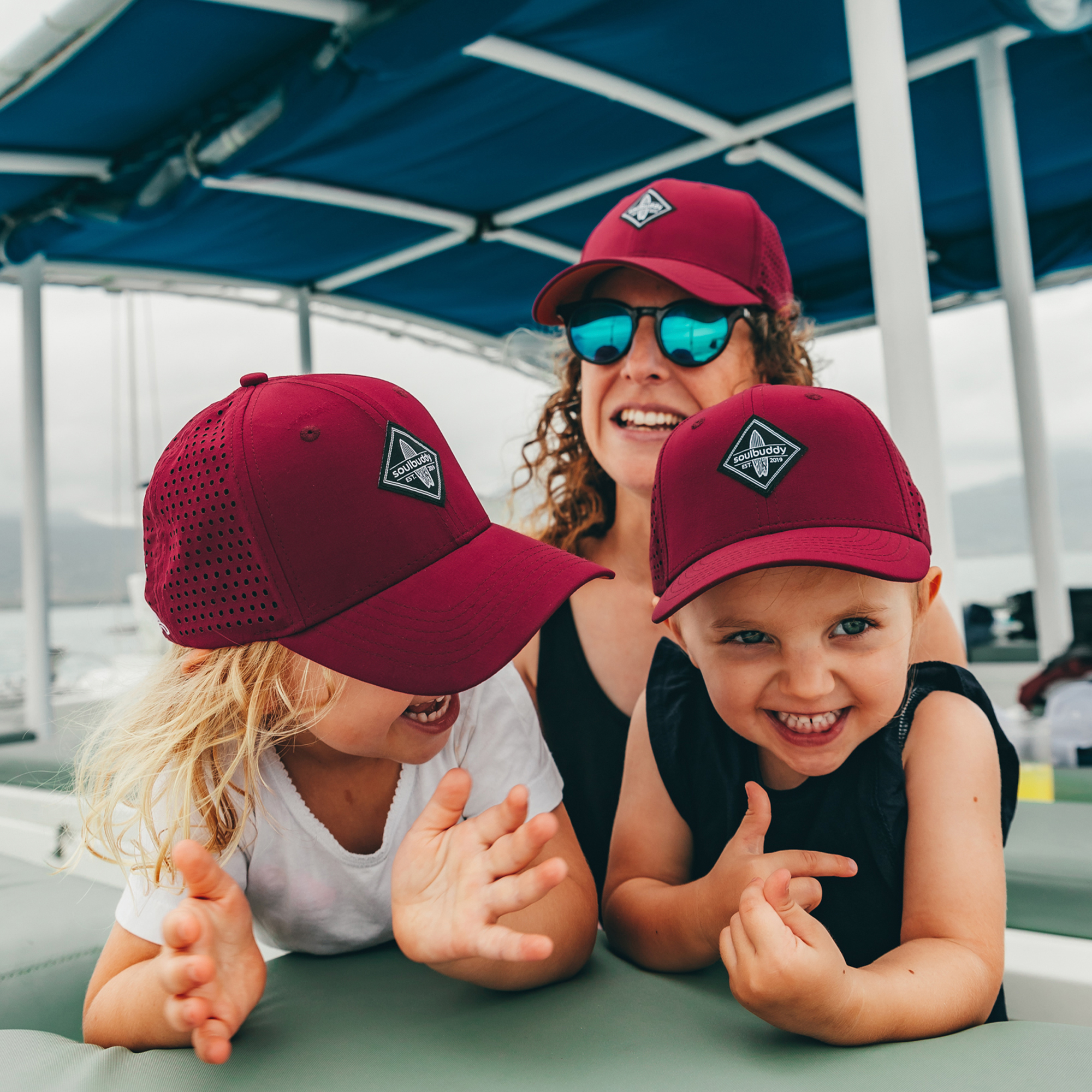 Family Caps 3er-Set Sports Caps Bordeaux Red