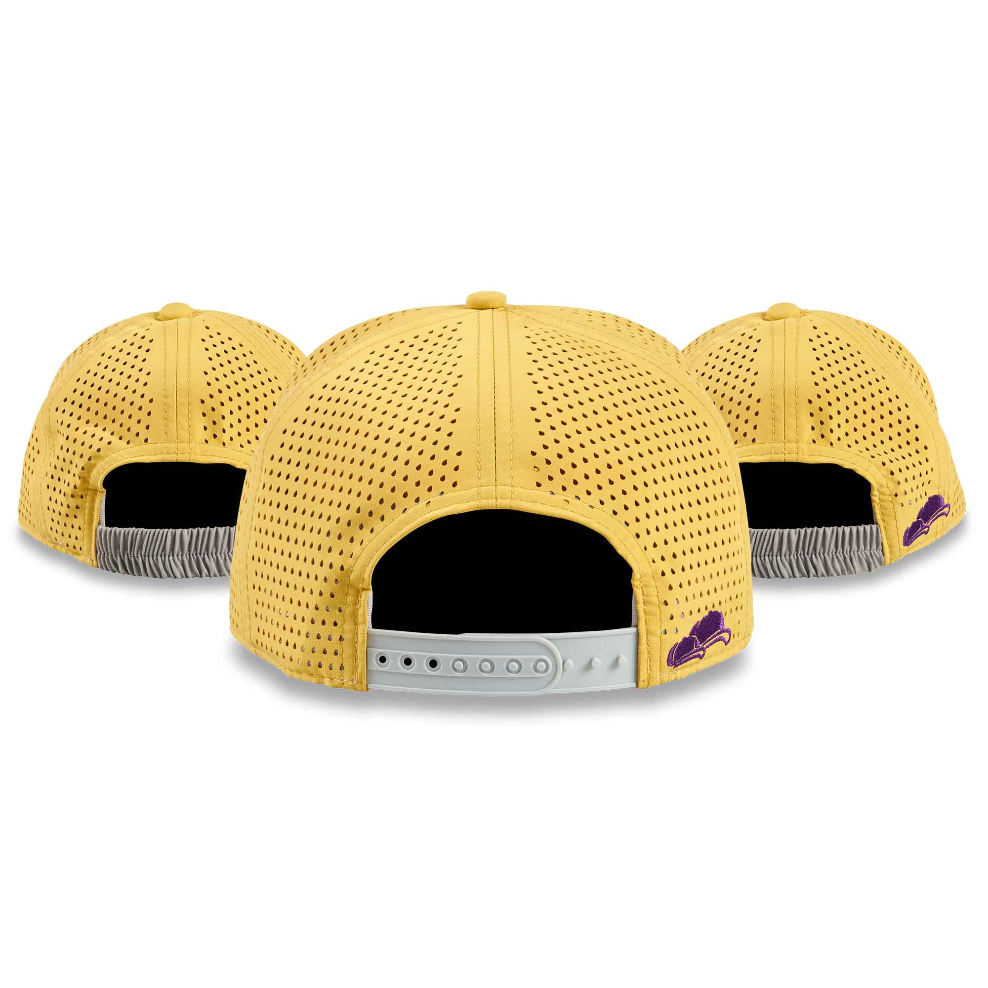 Special Snapback Cap Gelb-Lila 3er-Set Hinten mit Rubberband