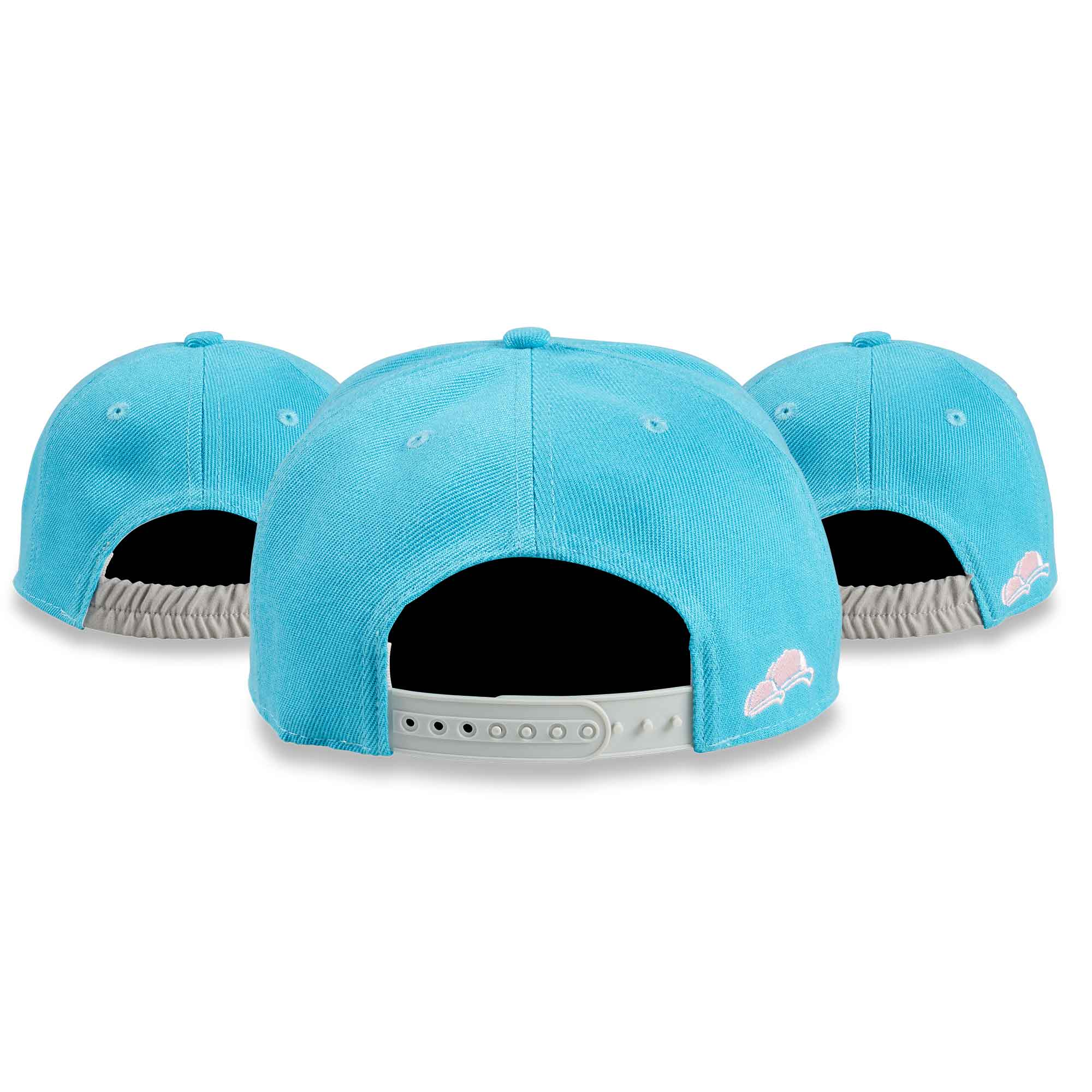 Soulbuddy 3er-Set Snapback Cap Skyblue Pink Hinten Rubber Rubber