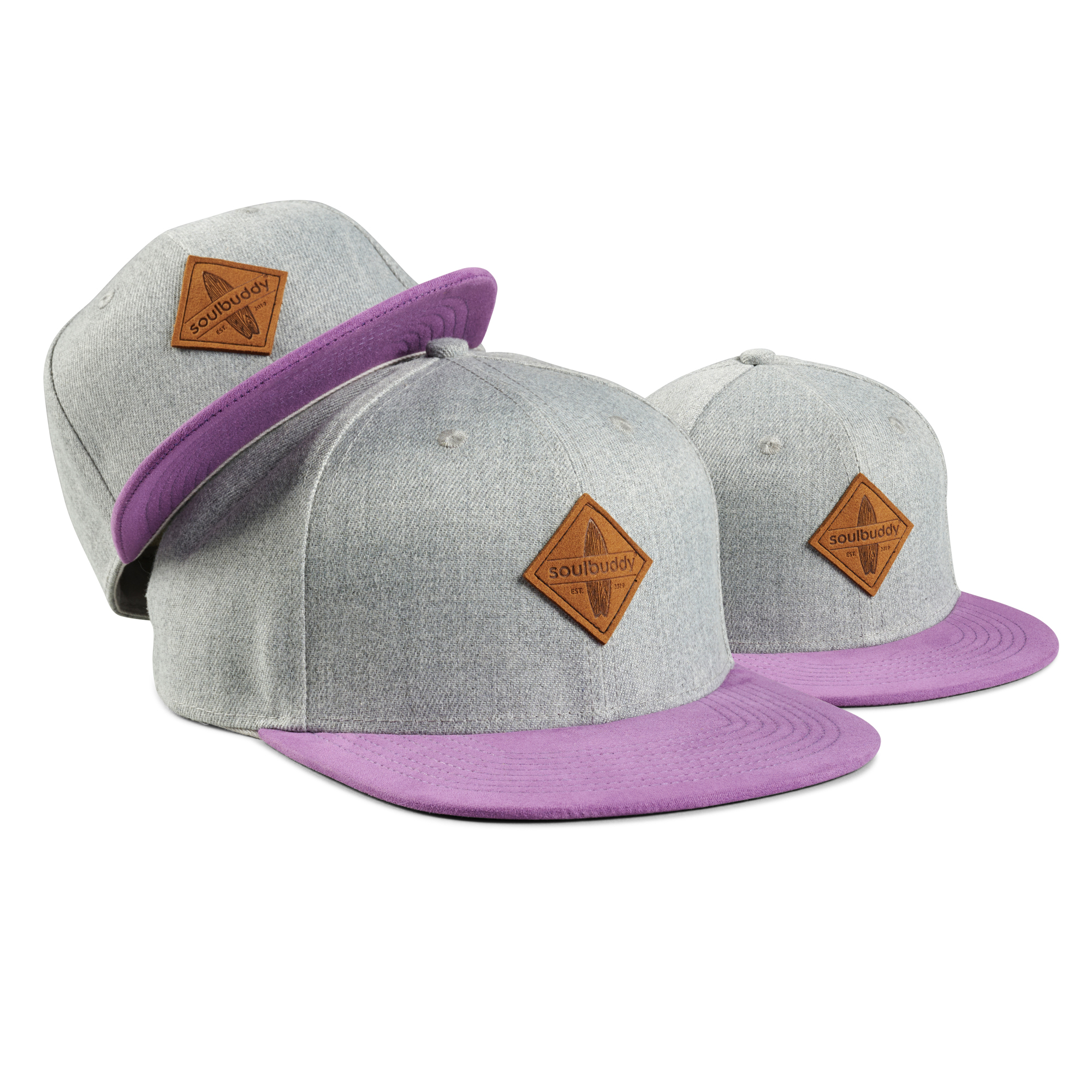 Basecap Damen 3-er Set grau-lila