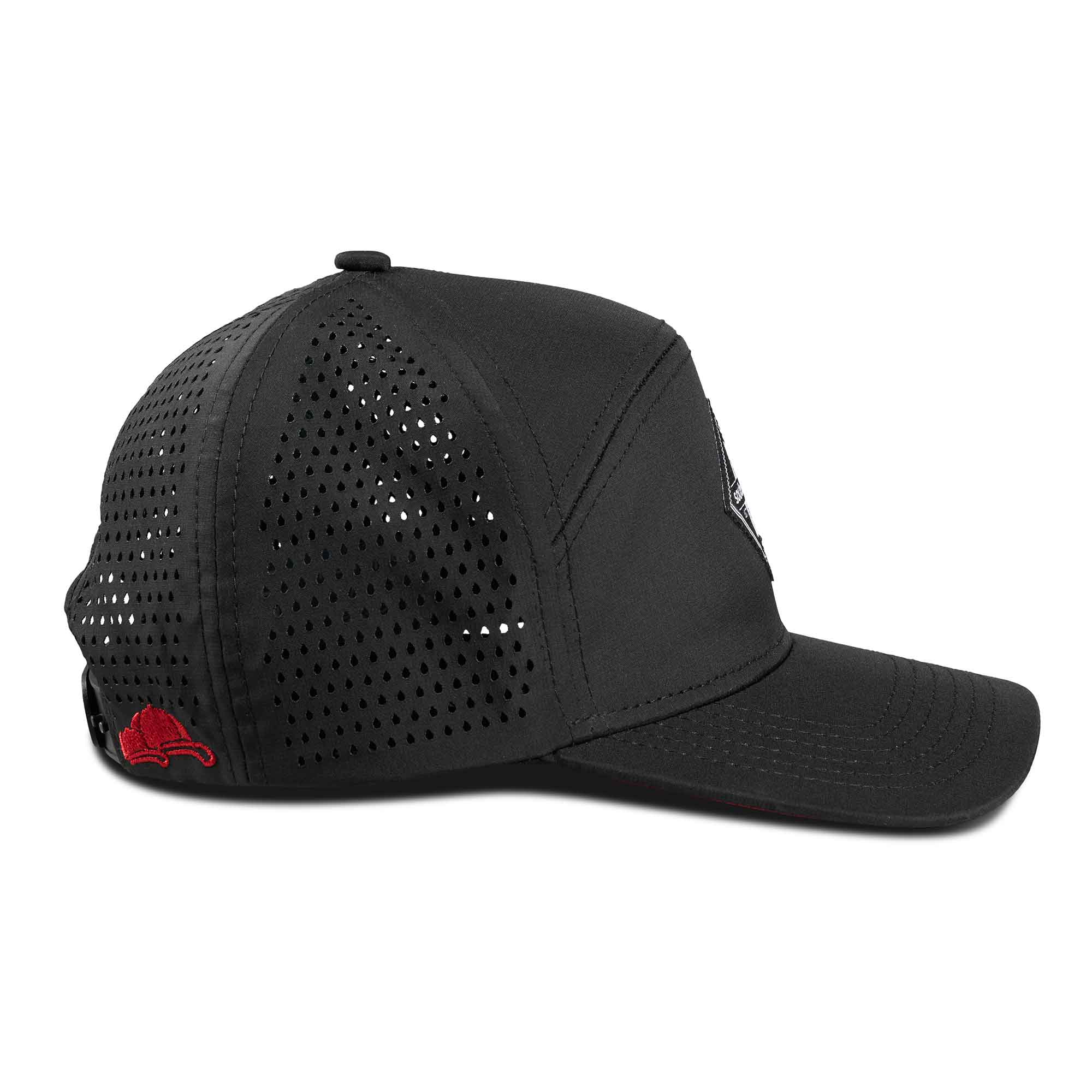 Kinder Performance Cap Black Red Side