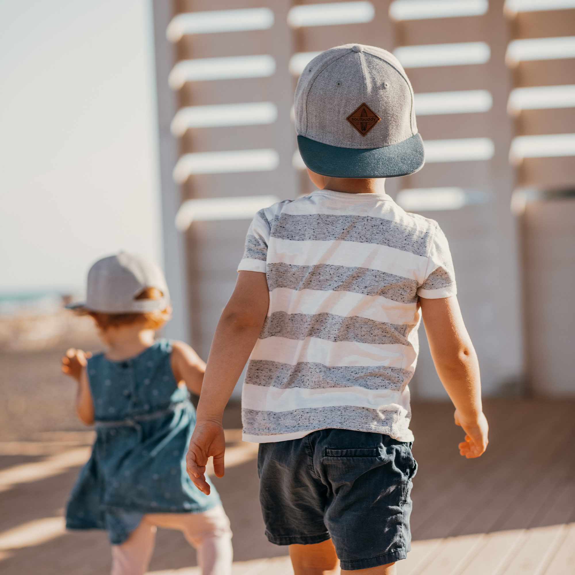 Jungen Kinder Cap grau-blau