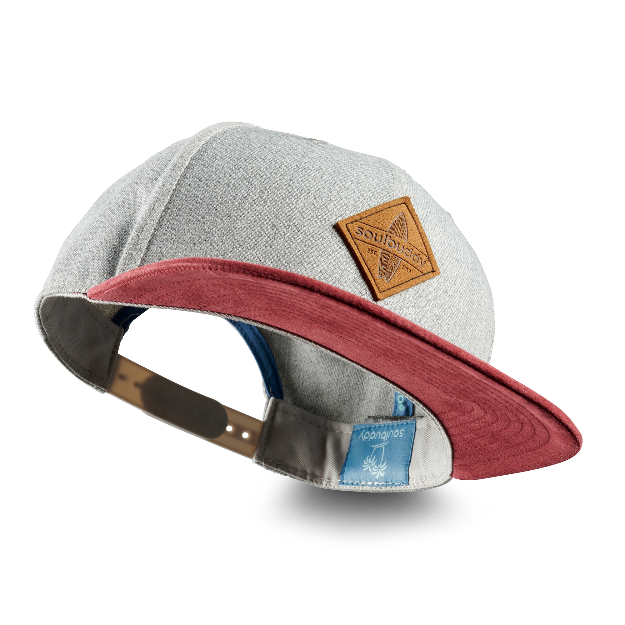 Snapback Cap Herren grau-rot Front