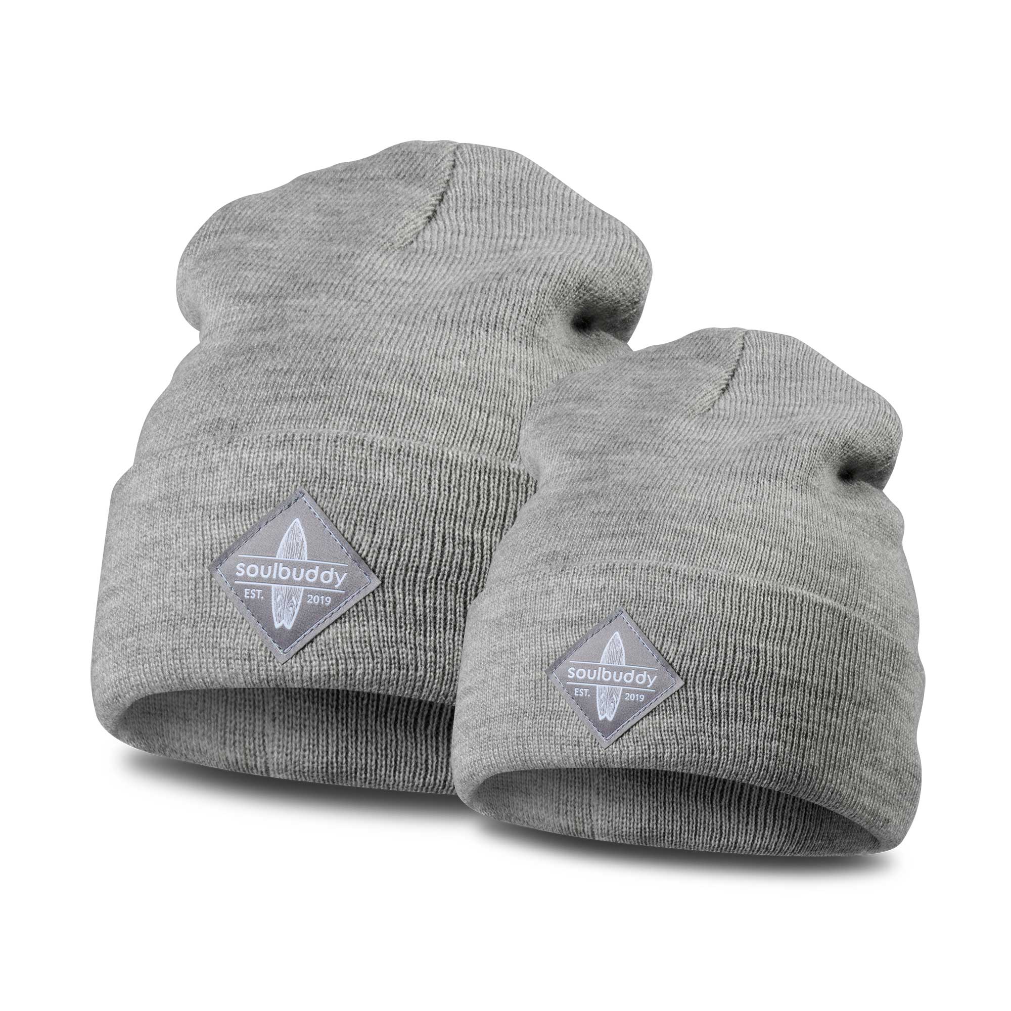 Beanies 2er-Set - Light Grey Melange - Adult & Kids L