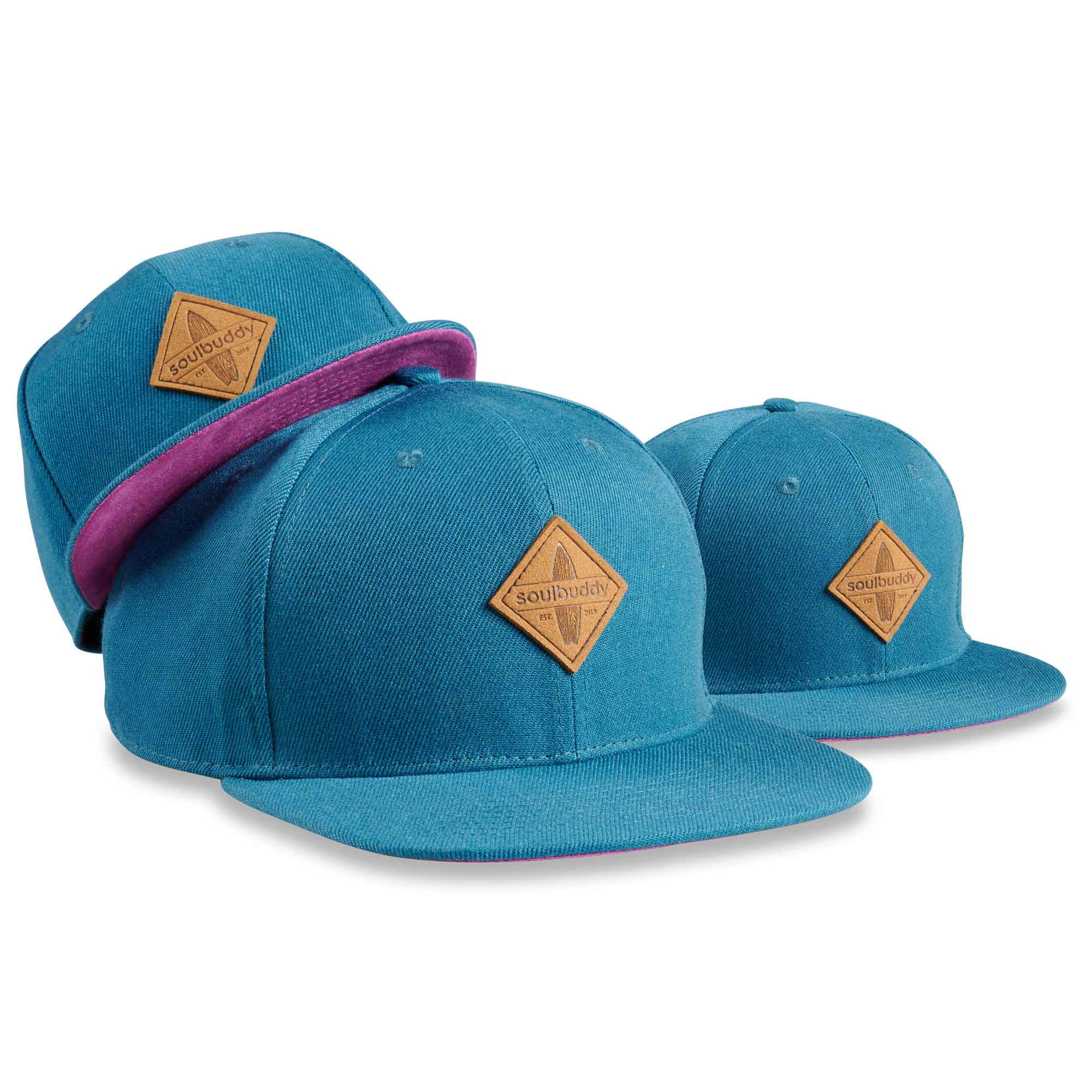 Soulbuddy Snapback Cap Petrol-Lila 3er-Set