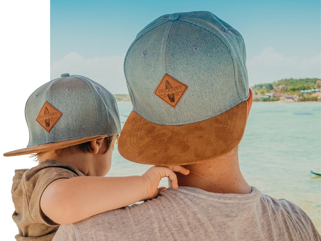 Partnerlook Kind mit Vater Snapback Caps 2er-Set hellblau