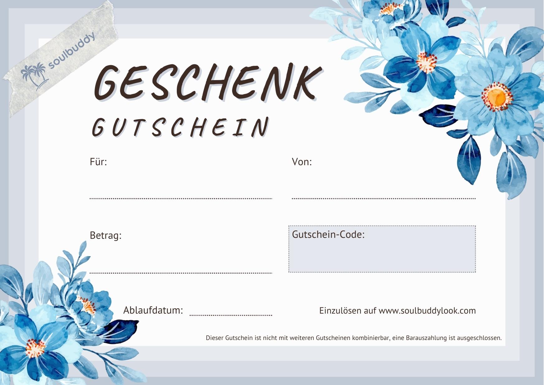 Soulbuddy Geschenkgutschein Vorlage blau