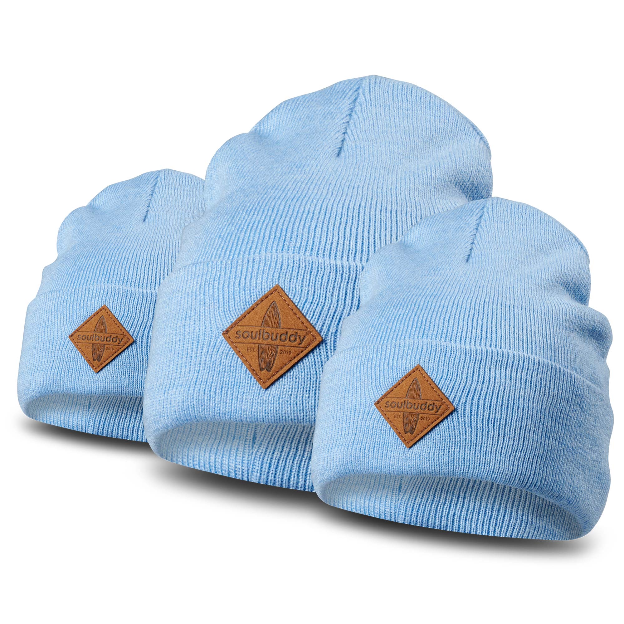 Eltern Kinder Beanie hellblau melange