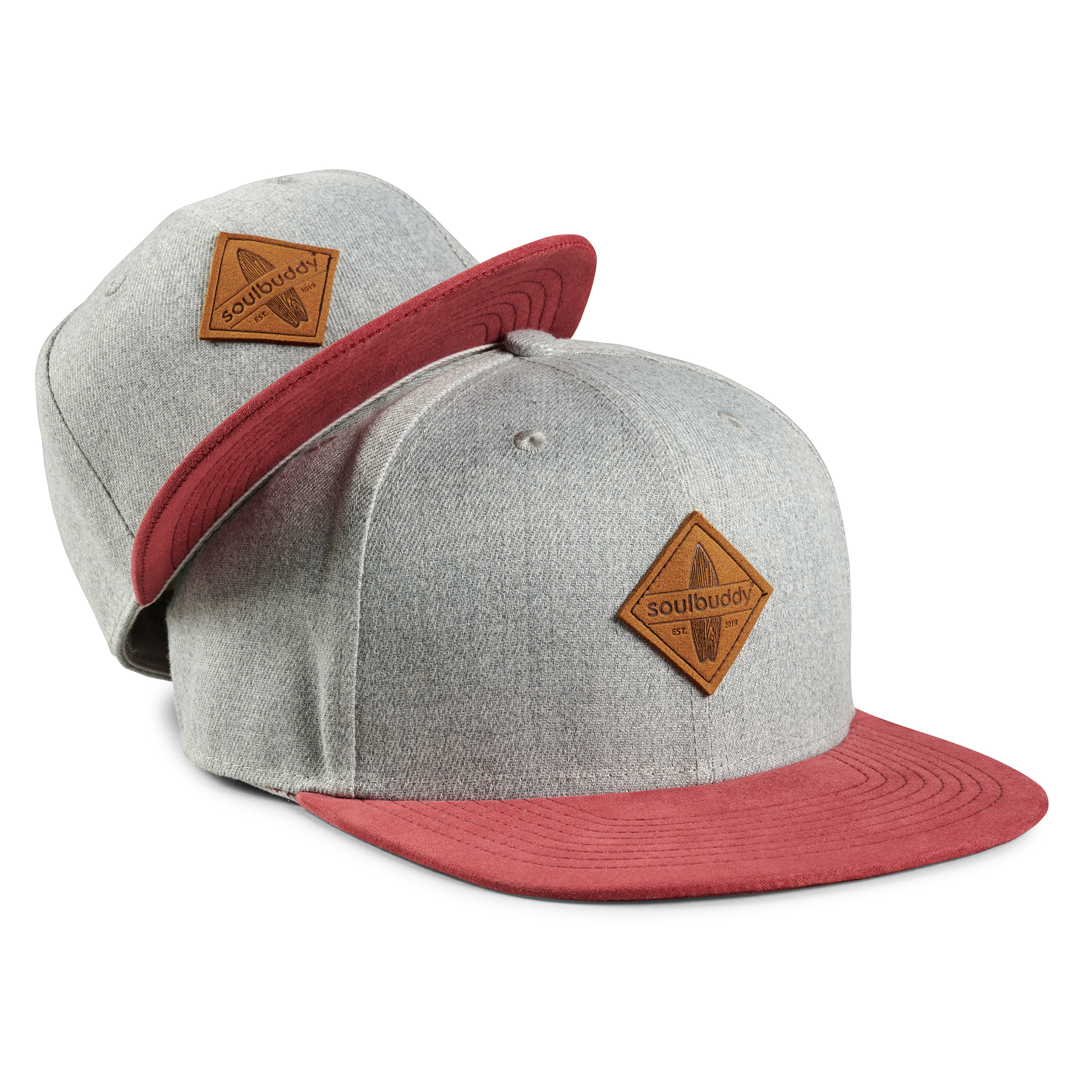 Snapback Cap Herren grau-rot 2er-Set