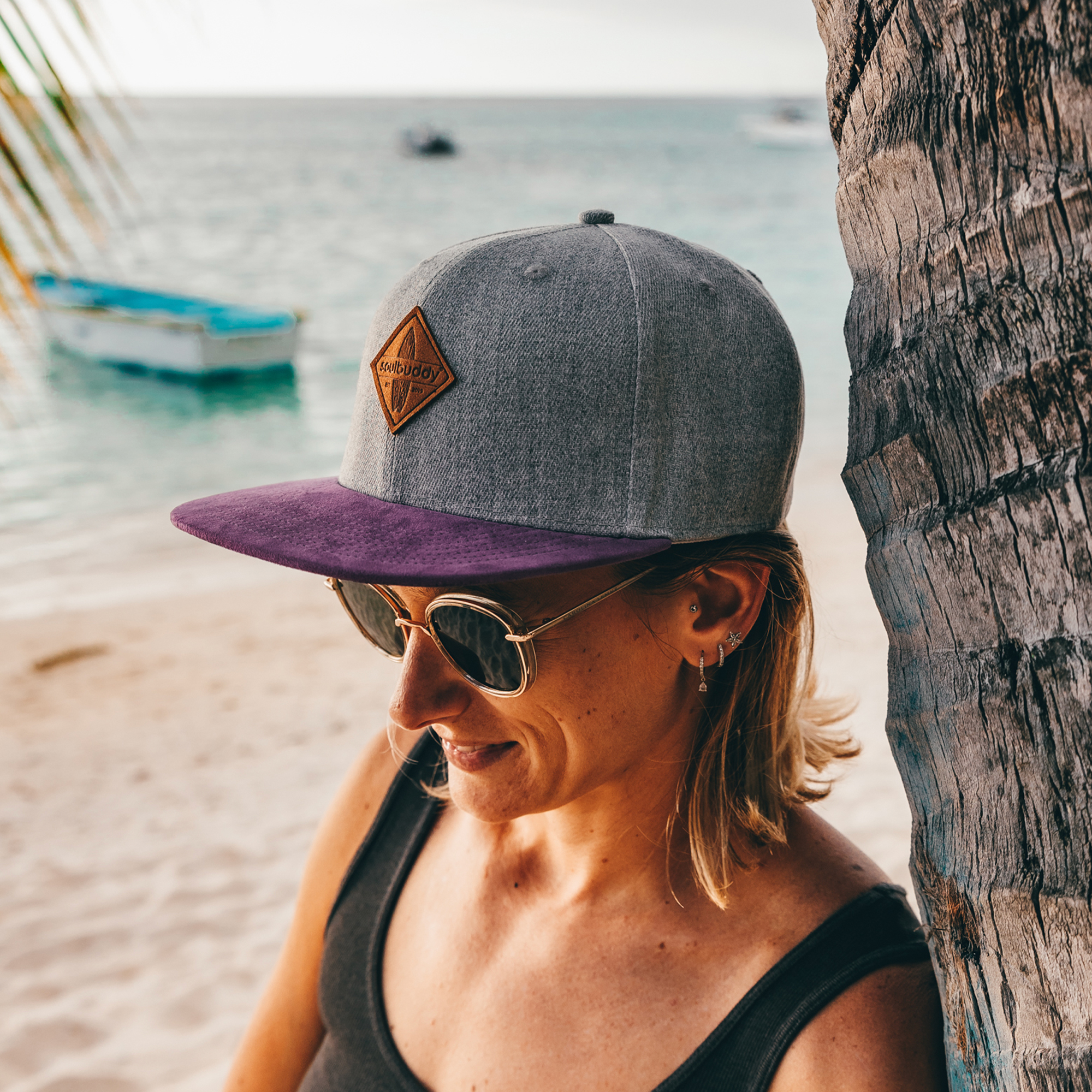 Basecap für Damen grau-lila