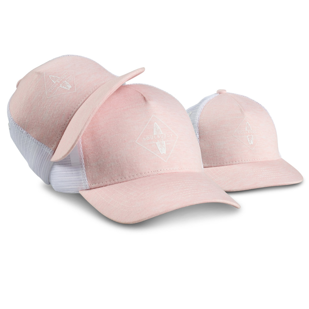 Family Trucker Caps 3er Set rosa weiß