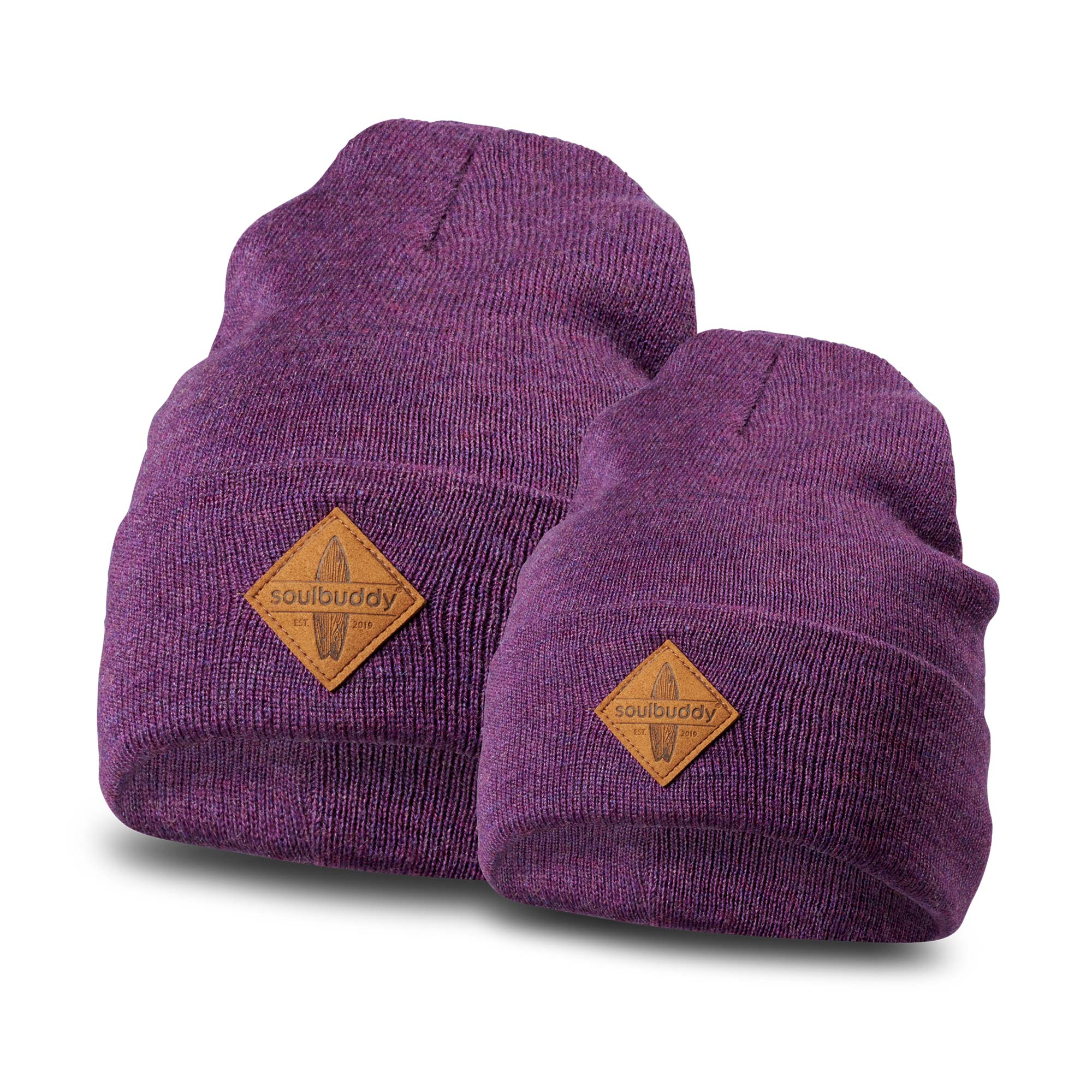 2er-Set Wintermütze Beanie lila melange