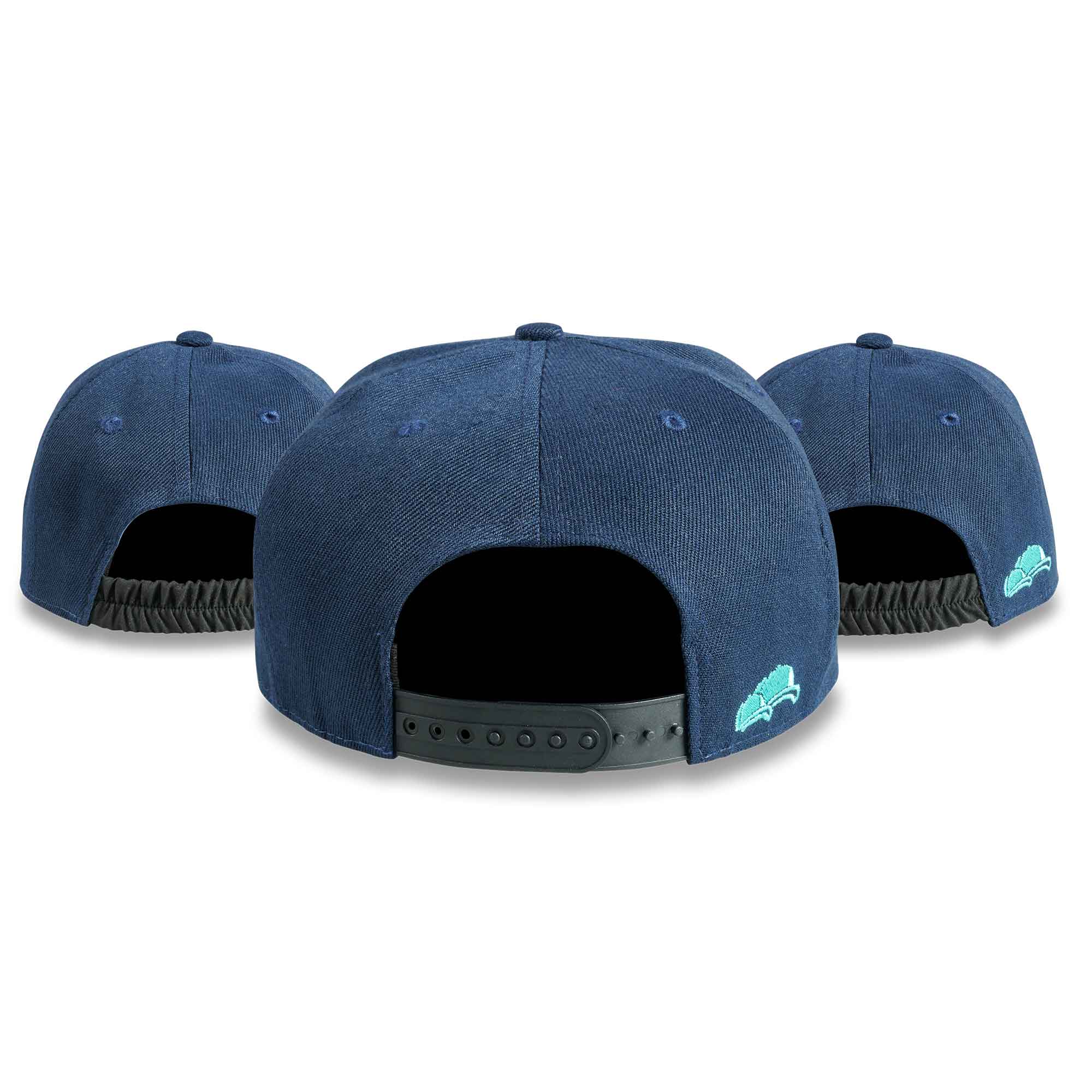 Soulbuddy 3er-Set Snapback Cap Blau Türkis Hinten Rubber Rubber