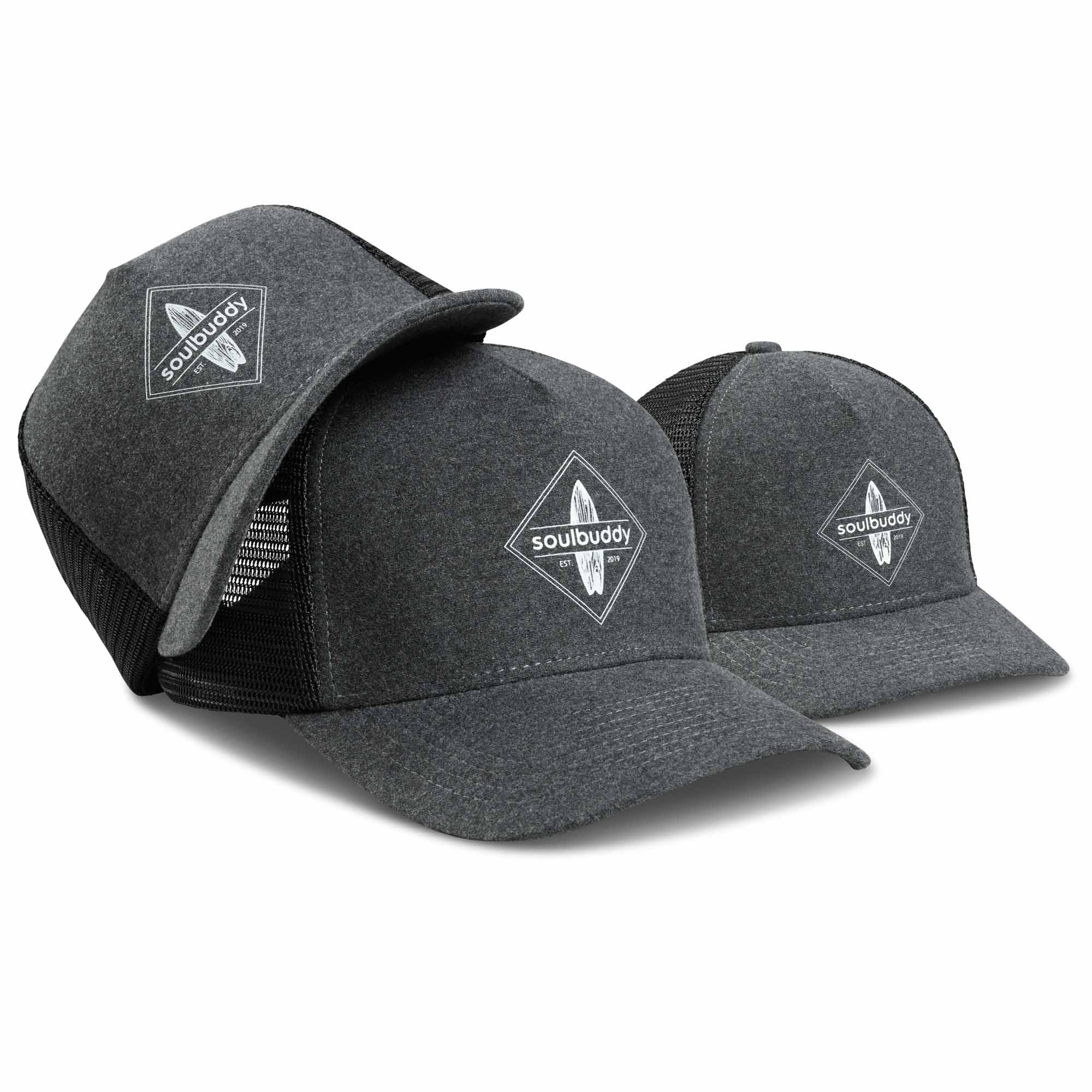 Trucker Cap Dark Grey 3er-Set Front