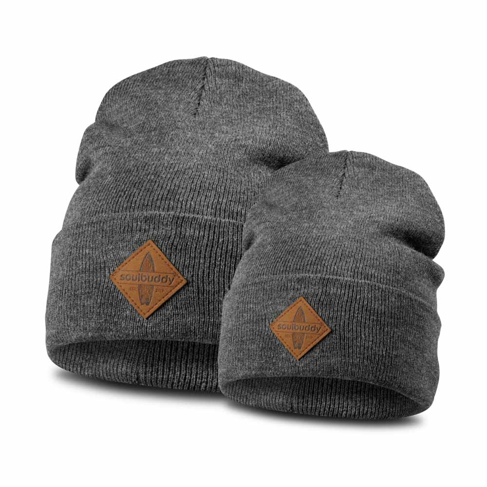 Beanie Mütze 2er-Set anthrazit