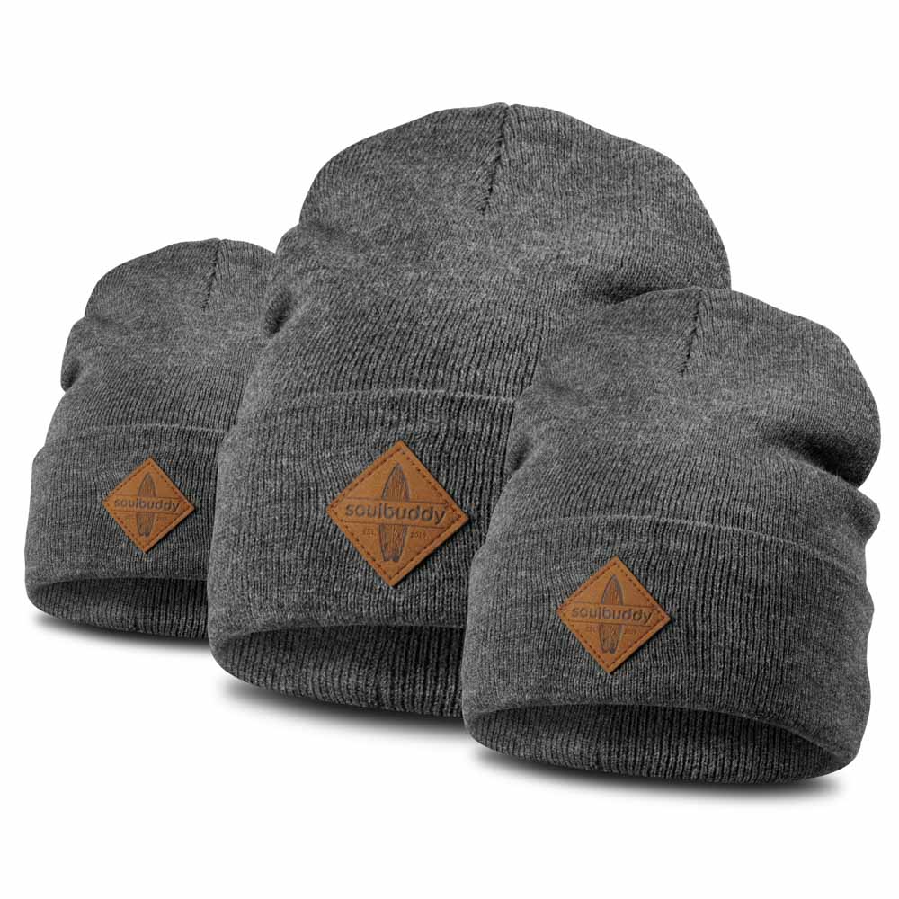 Beanie Mütze 3er-Set anthrazit