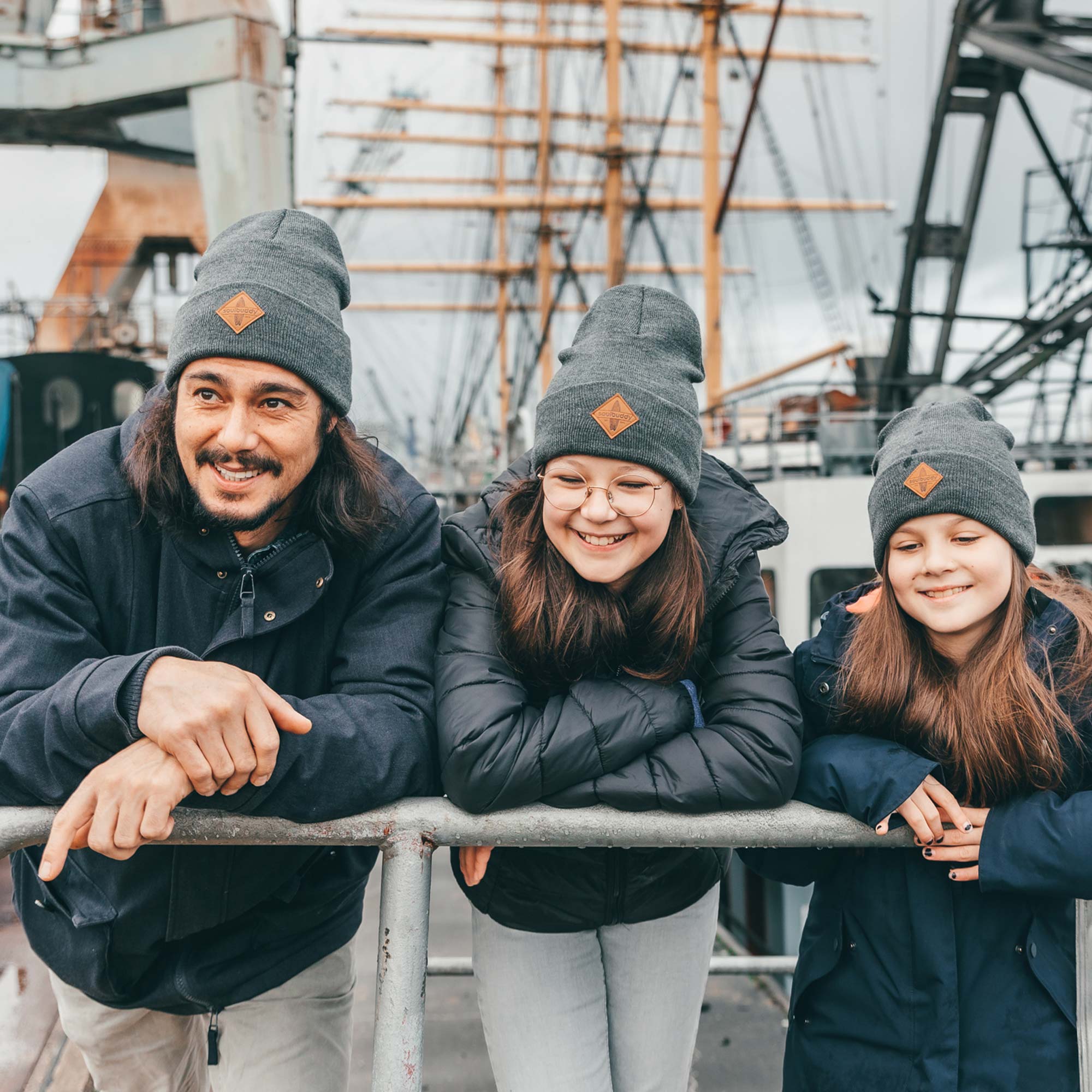 3er-Set Beanie Familie anthrazit Mood am Hafen