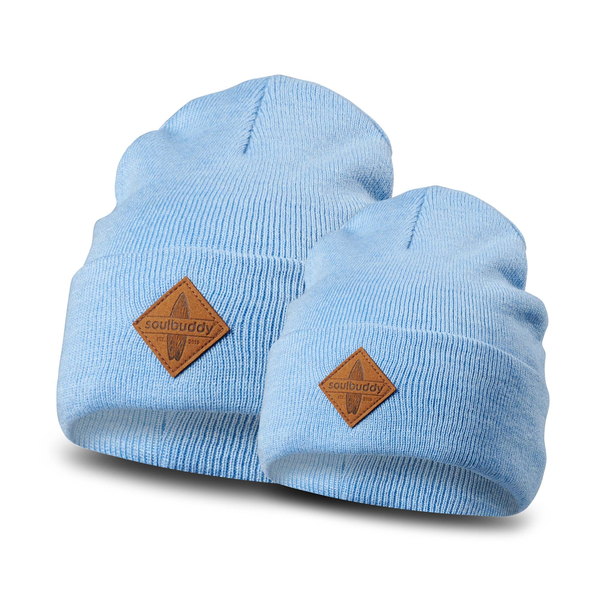 Eltern Kinder Beanie hellblau melange