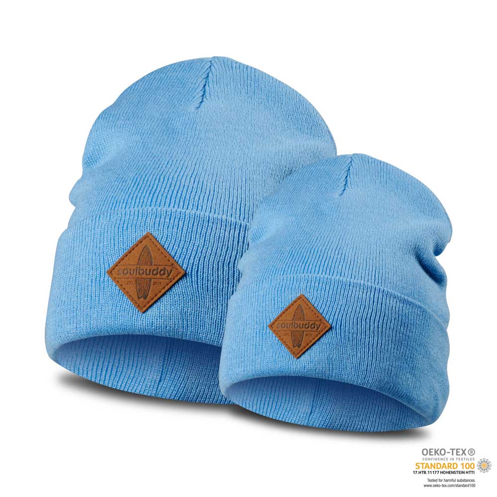 Beanie Mütze 2er Set blau Oekotex zertifiziert