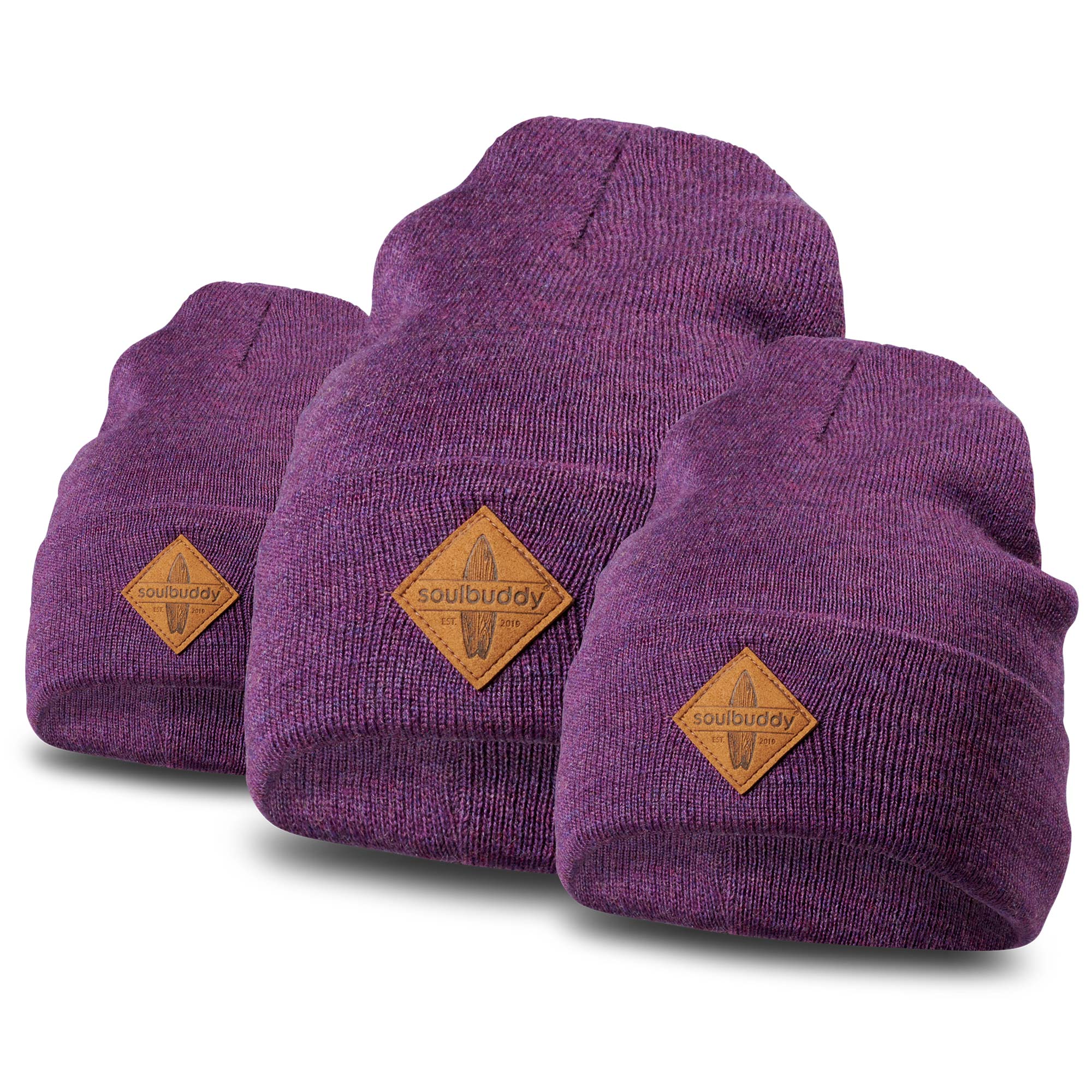 3er-Set Wintermütze Beanie lila melange