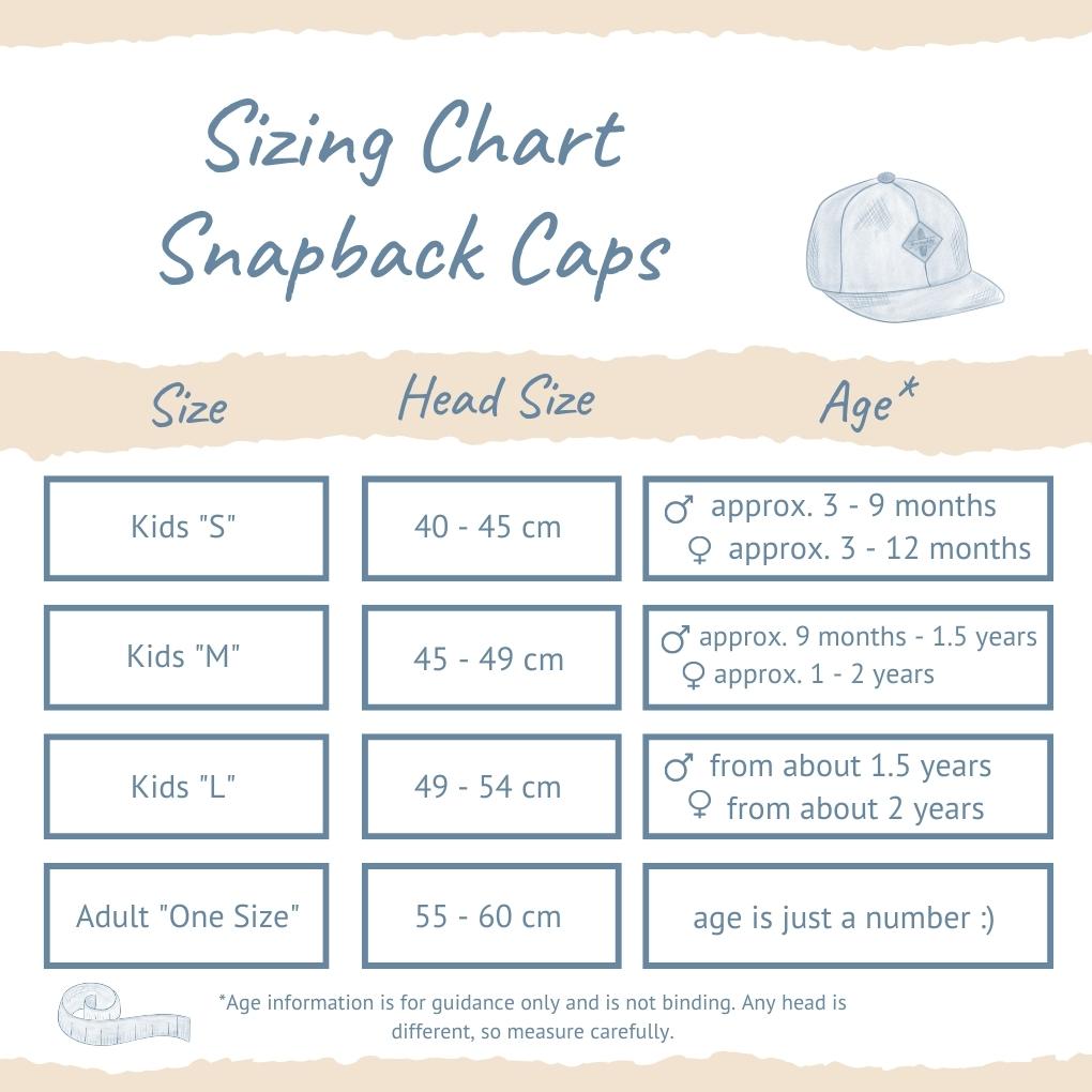 Snapback Sizing Chart for all Soulbuddy cap sizes