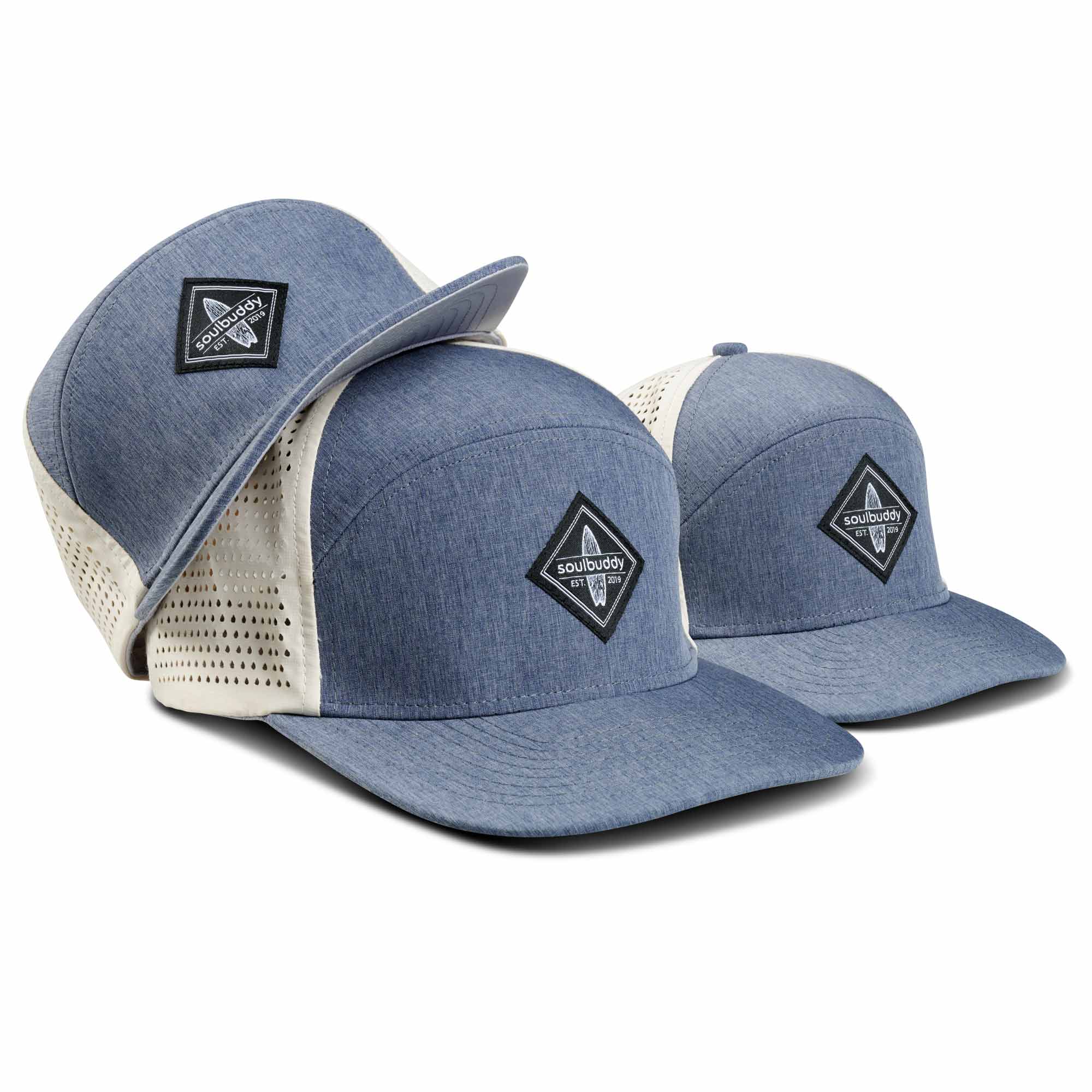 Performance Cap Blue Cream 3er-Set Front