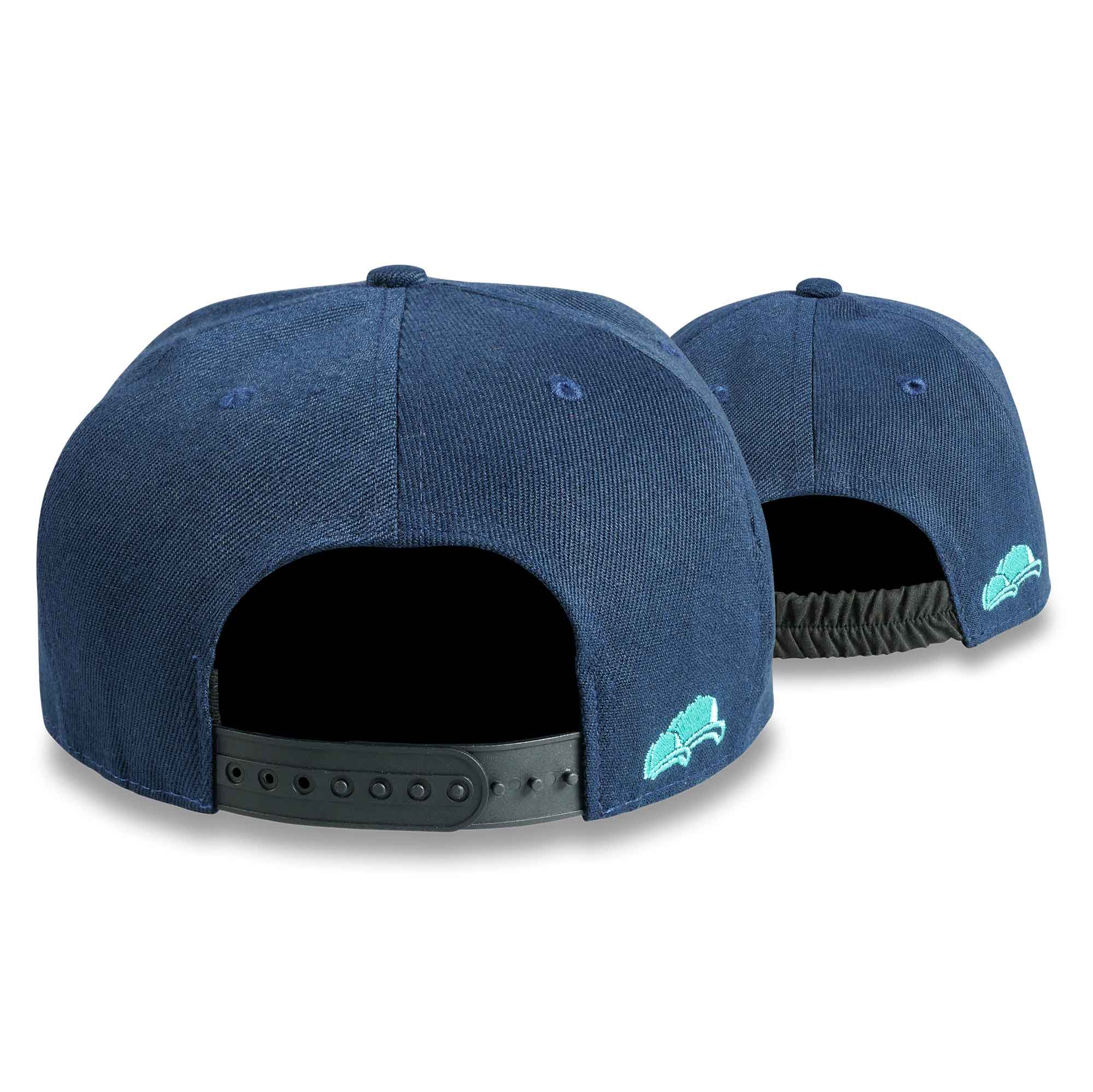 Soulbuddy 2er-Set Snapback Cap Blau Türkis Hinten Rubber