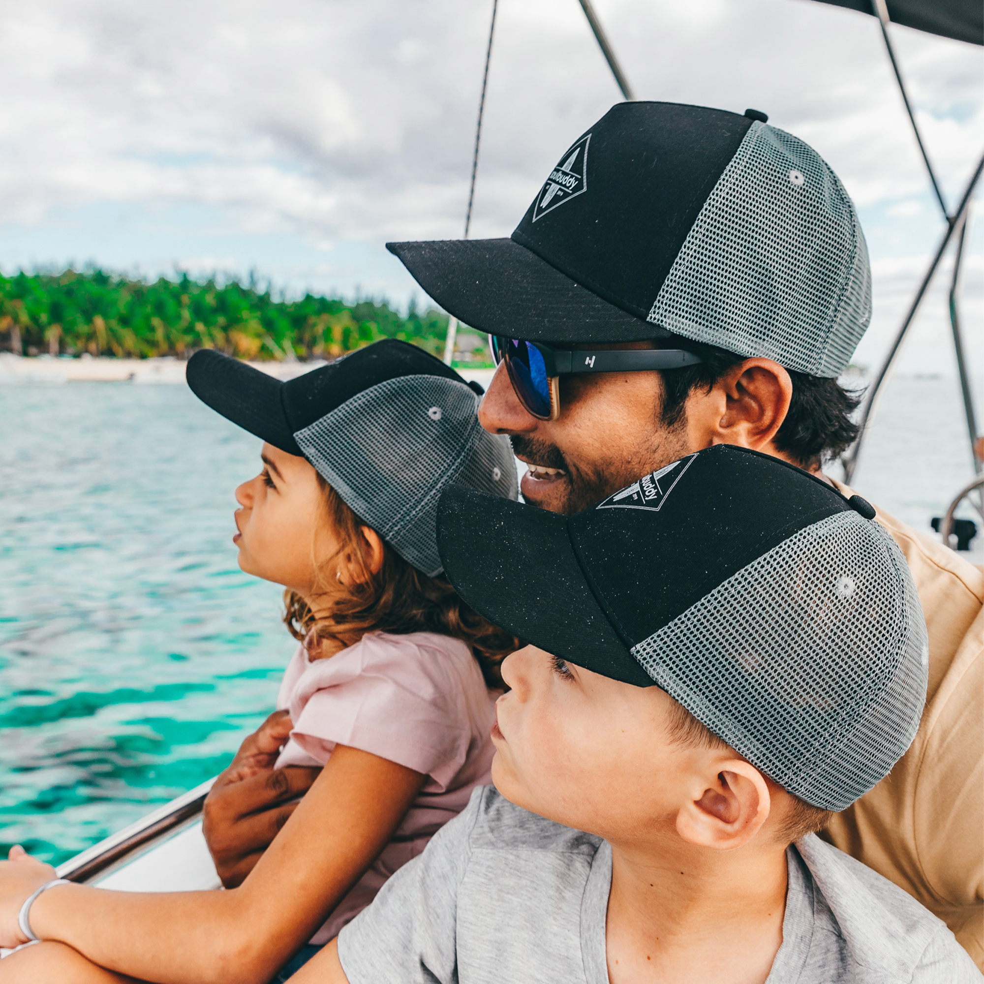 Familien Outfit Caps Trucker Caps schwarz-grau