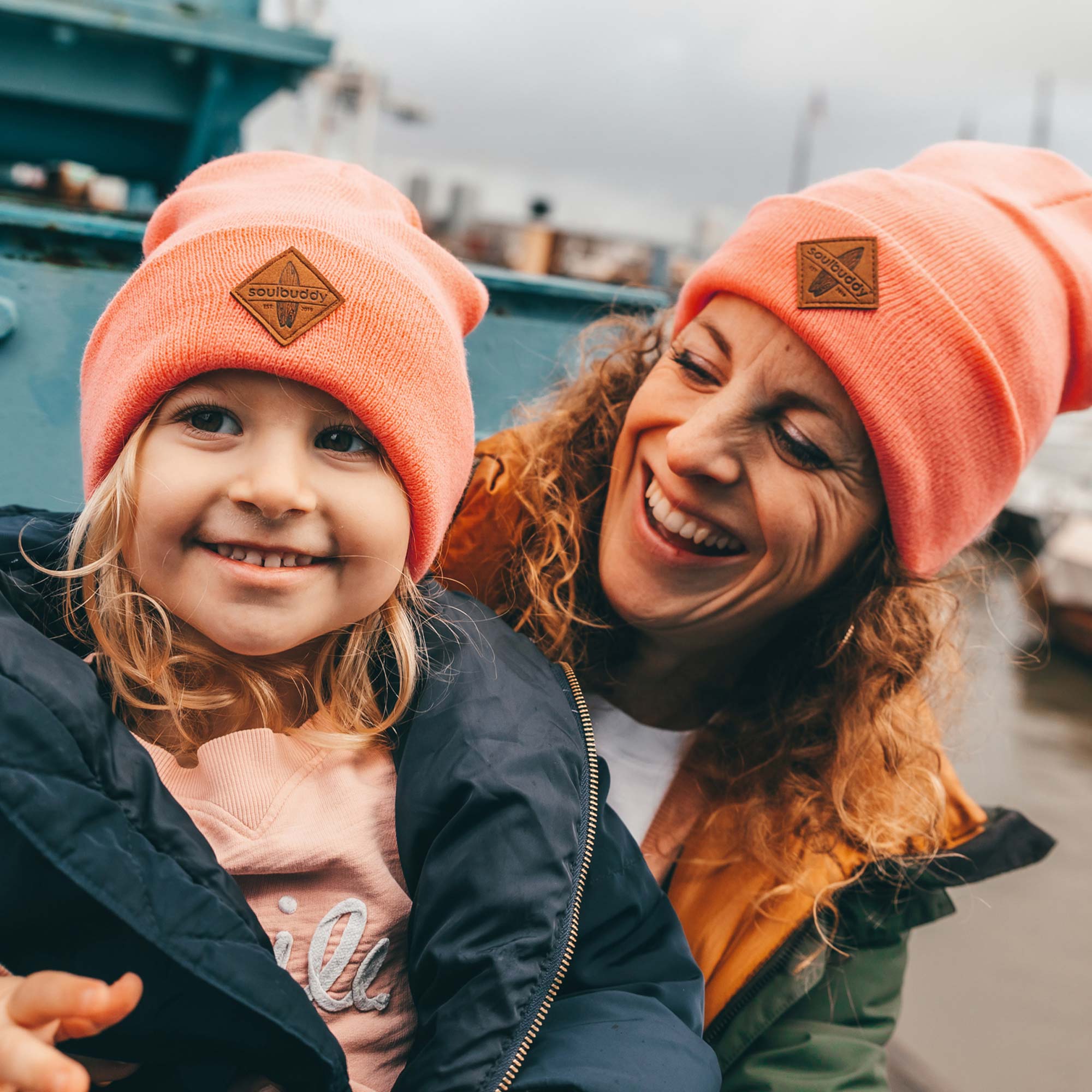 Mutter Tochter Outfit Beanies rosa