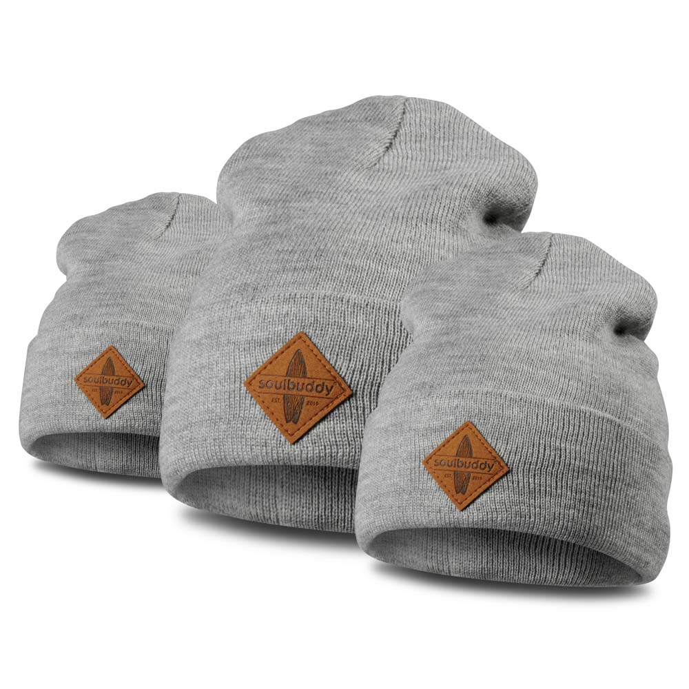 Soulbuddy. Beanies 3er Set grau