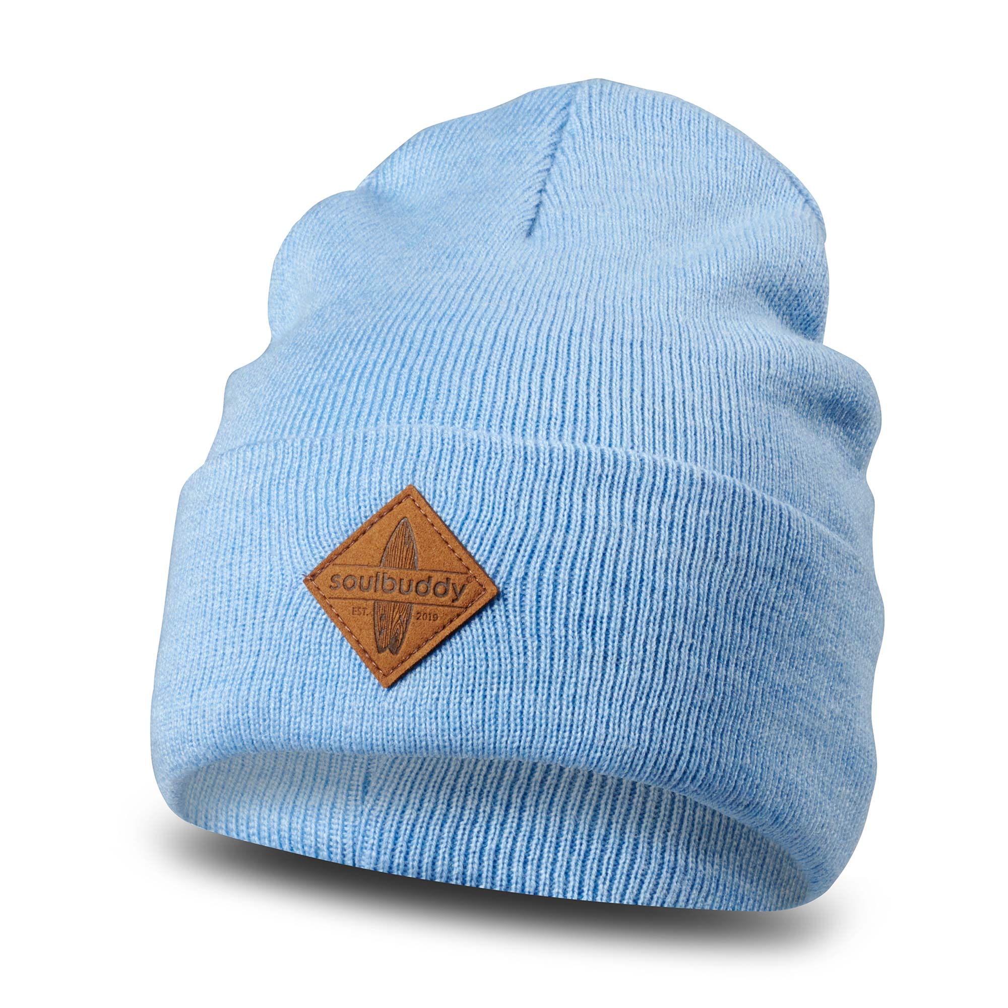 Herren Damen Beanie hellblau melange