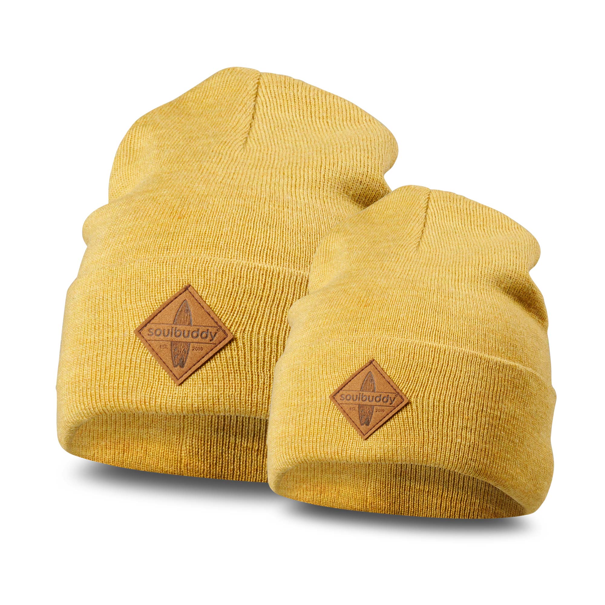 2er-Set Mütze Beanie senfgelb