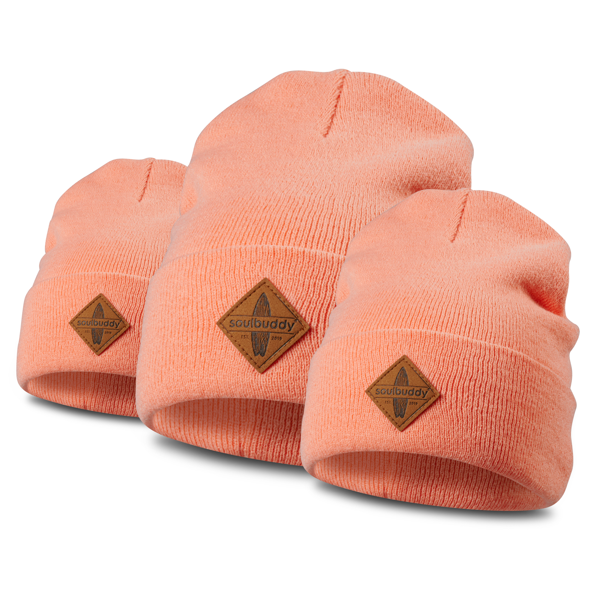 Soulbuddy Beanie 3er-Set Lachsrosa