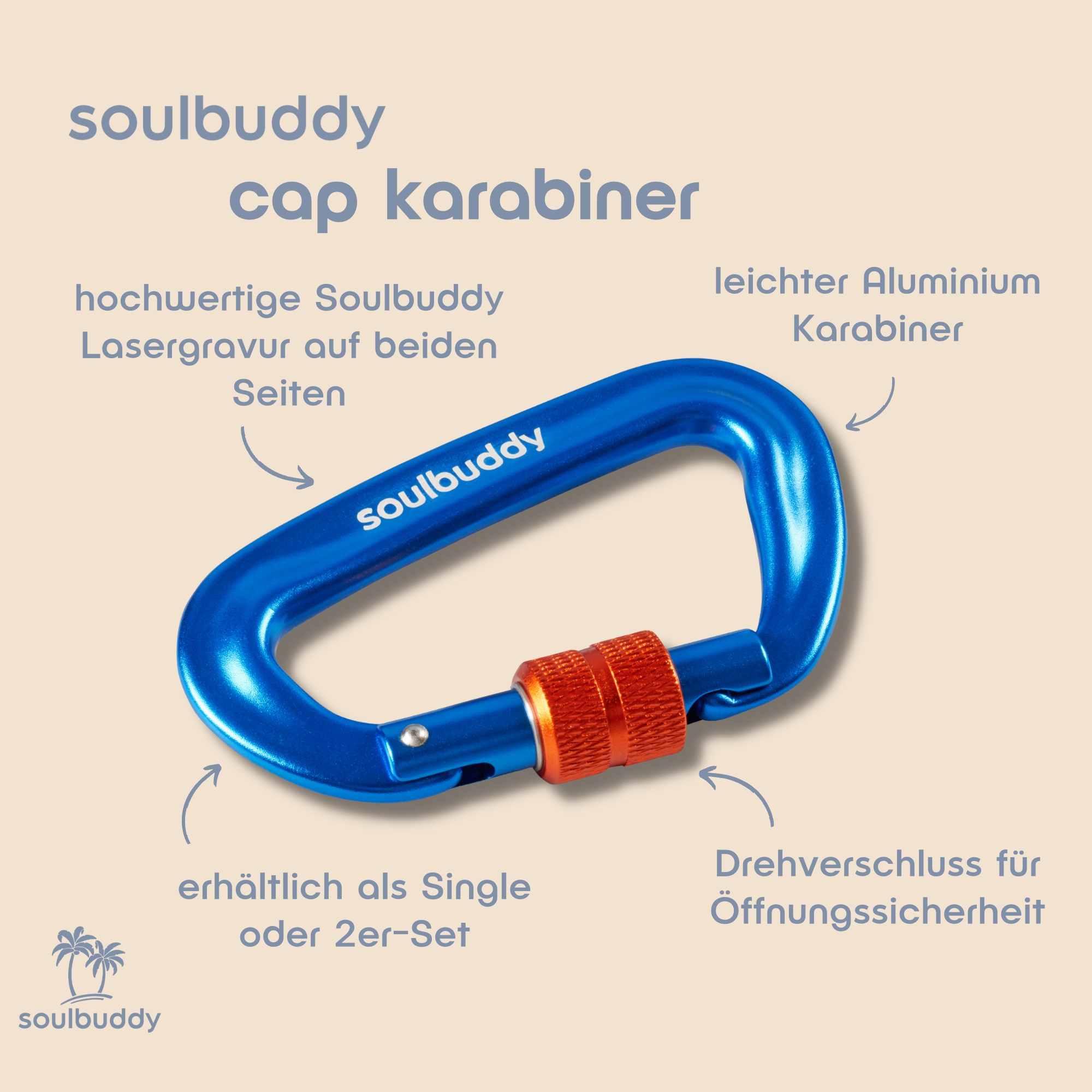 Soulbuddy Cap Karabiner mit Detailbeschreibung