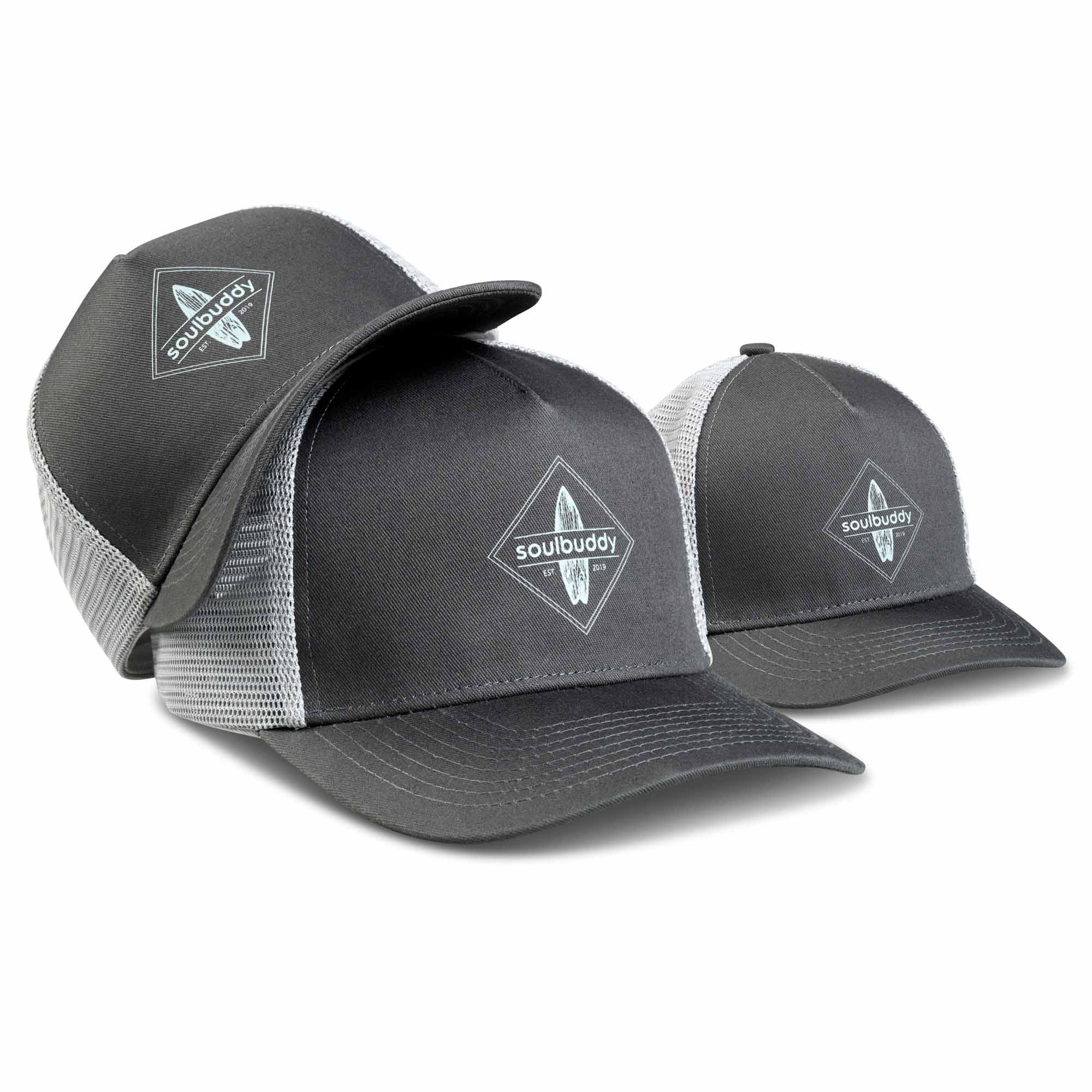 Trucker Cap Light Grey 3er-Set Front