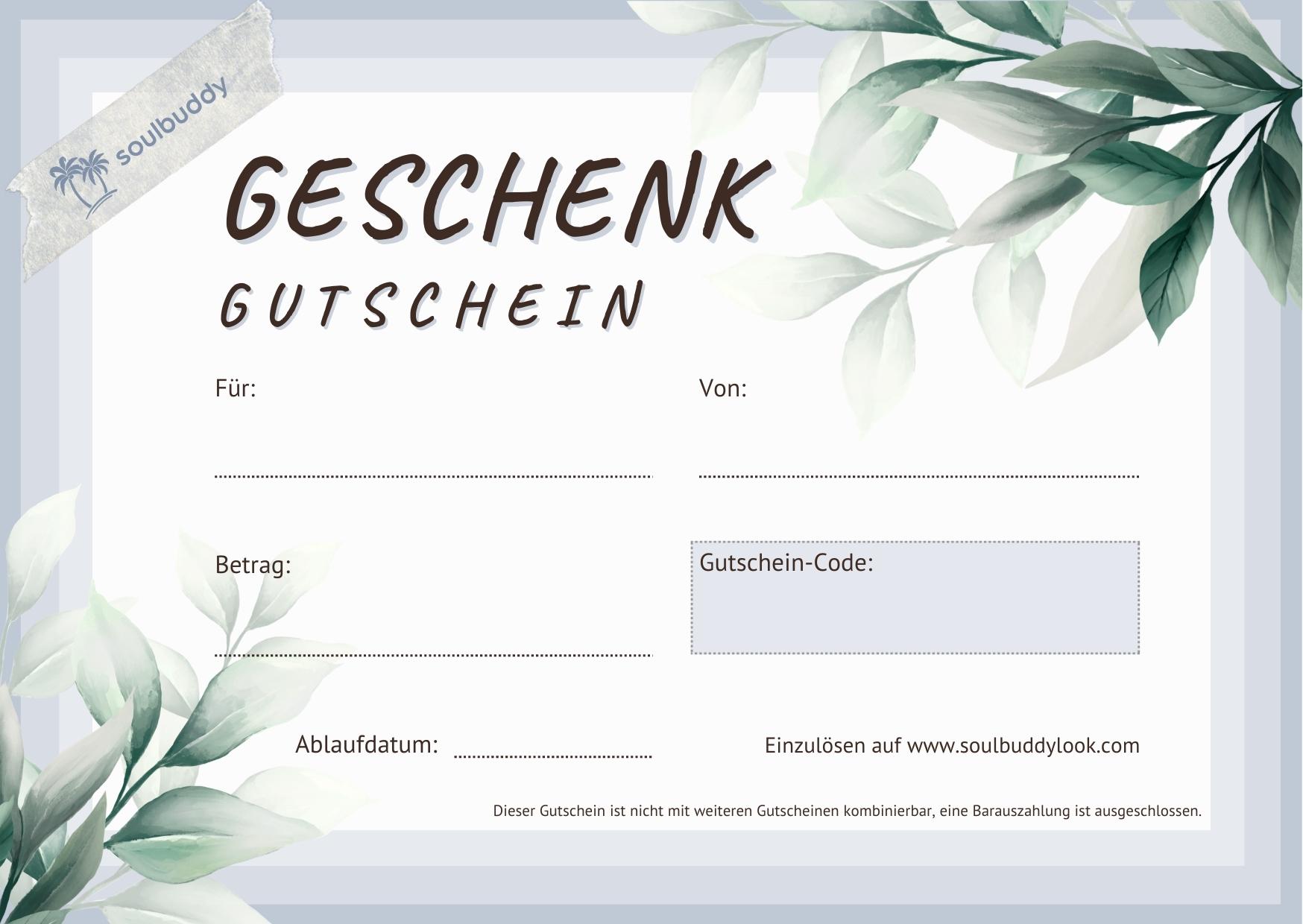Soulbuddy Geschenkgutschein Vorlage grün